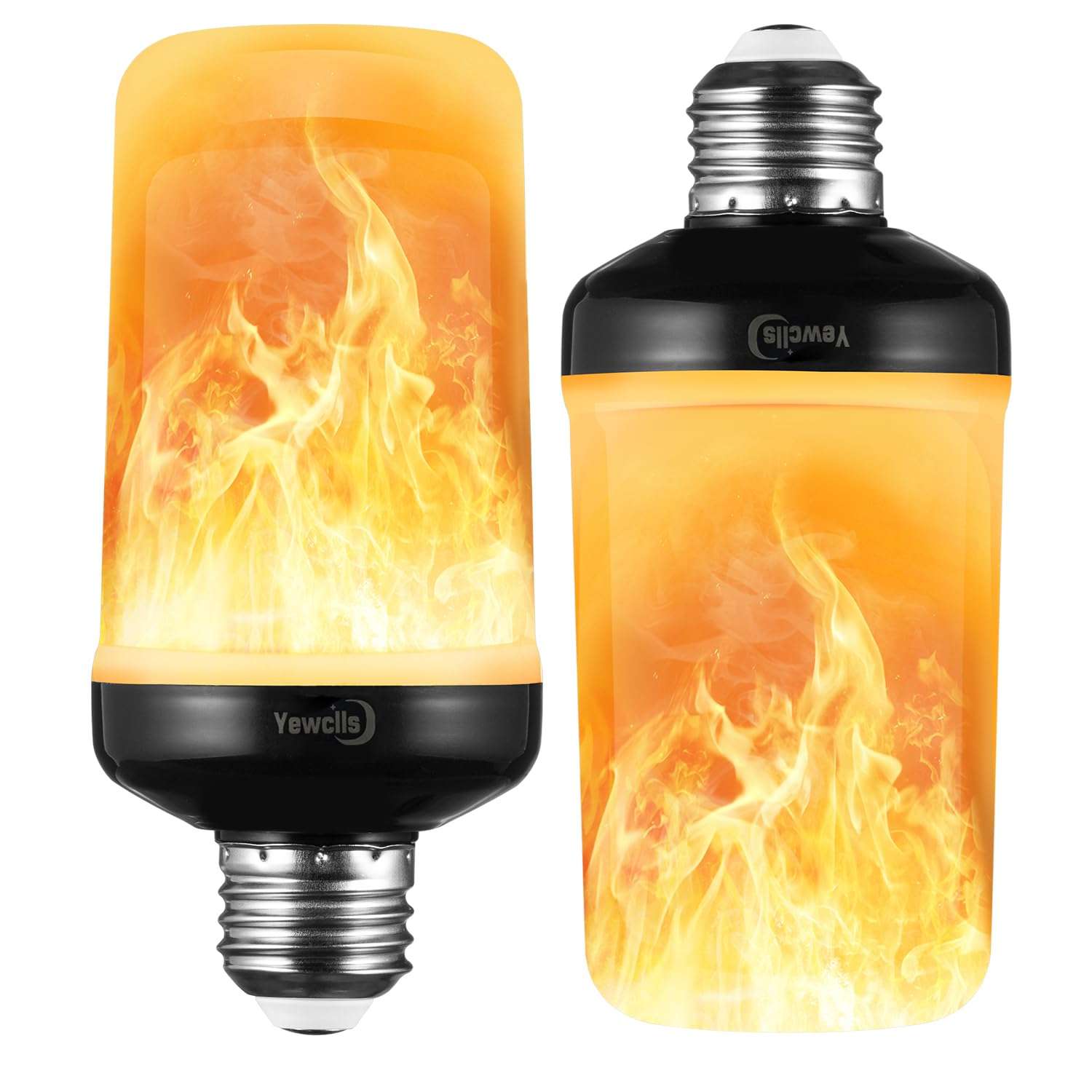 Yewclls Flame Light Bulbs 4 Modes Flickering Light Bulbs E26 Bulb for Halloween Christmas Decorations Party Outdoor Indoor Home Decor (2 Pack)