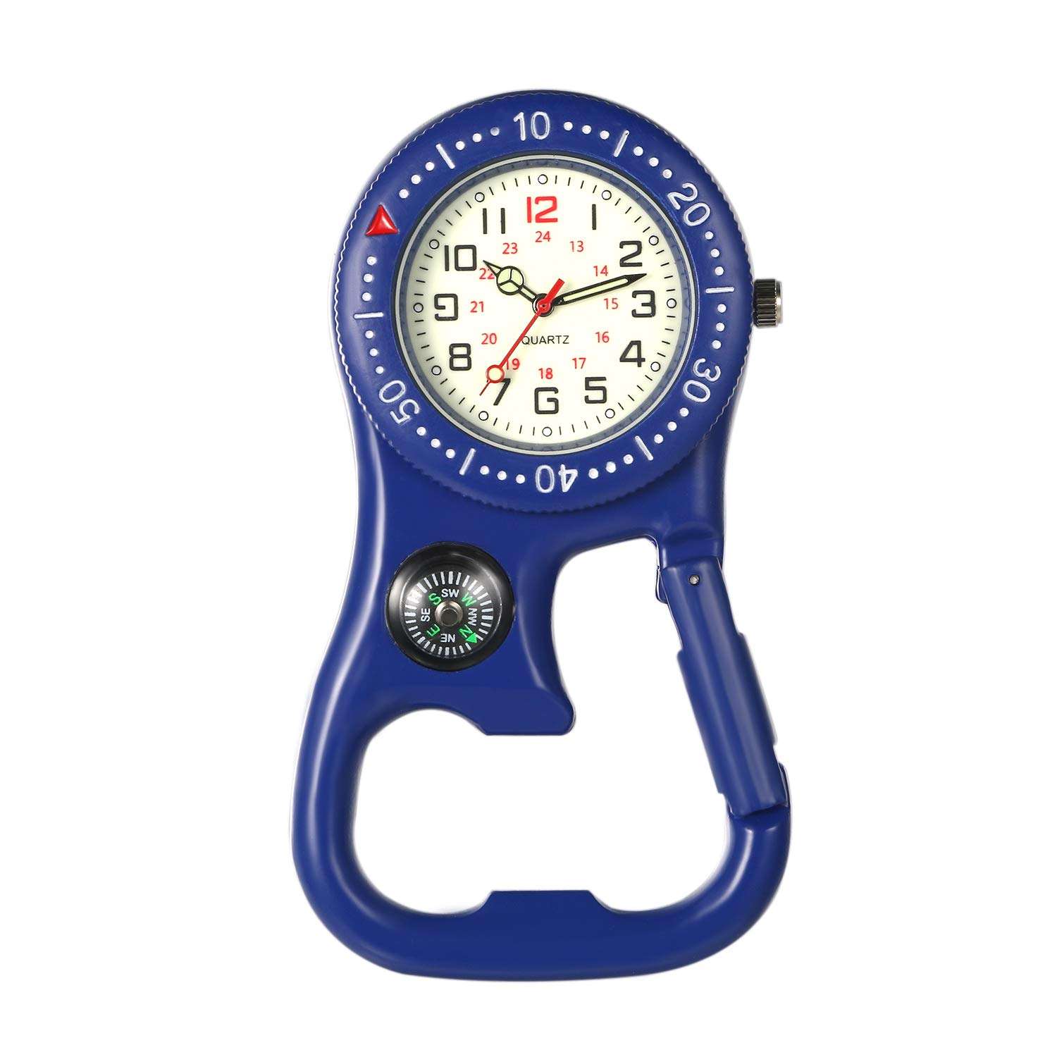 JewelryWe Men Women Clip-on Quarzt Watch Backpack Fob Belt Watch Glow in The Dark Pocket Watch for Rock Climbing Doctors Nurses Outdoor Activities Xmas Christmas