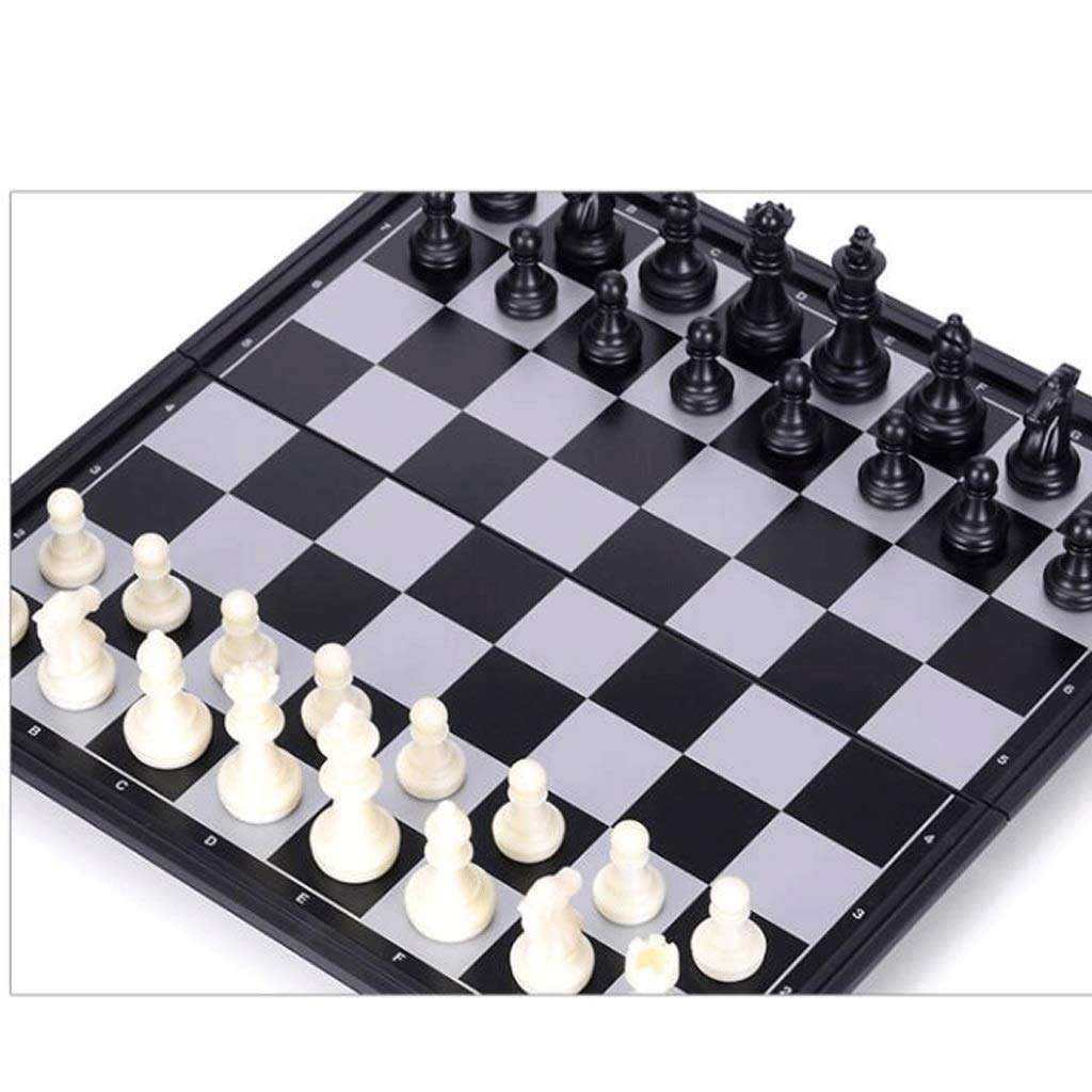 WUYAOCHUN Chess Set Board Game Folding Travel Portable Chess Set Magnetic Chess Set 12.6" X 12.6"Plastic Chess Set with Folding Black and White Chess Board for Kids and Adults (Color : Large)