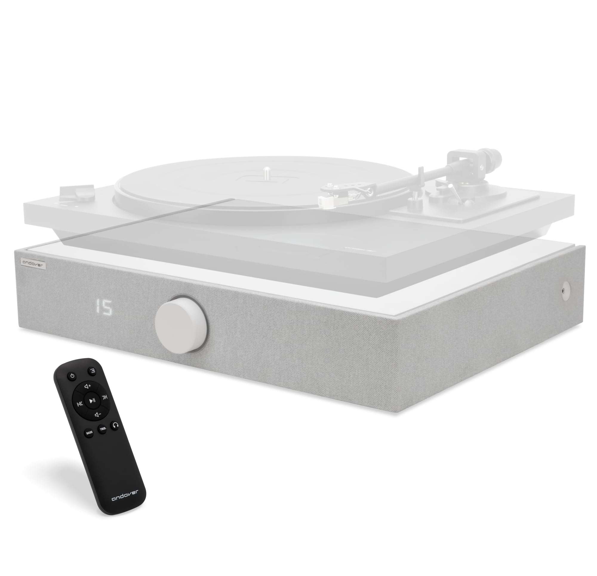 Andover Audio Spinbase 2 Speaker System Designed for Turntables; Phono Input, BT, Analog and Optical Input, ISOGroove Anti-Feedback, with Remote Control - (White)