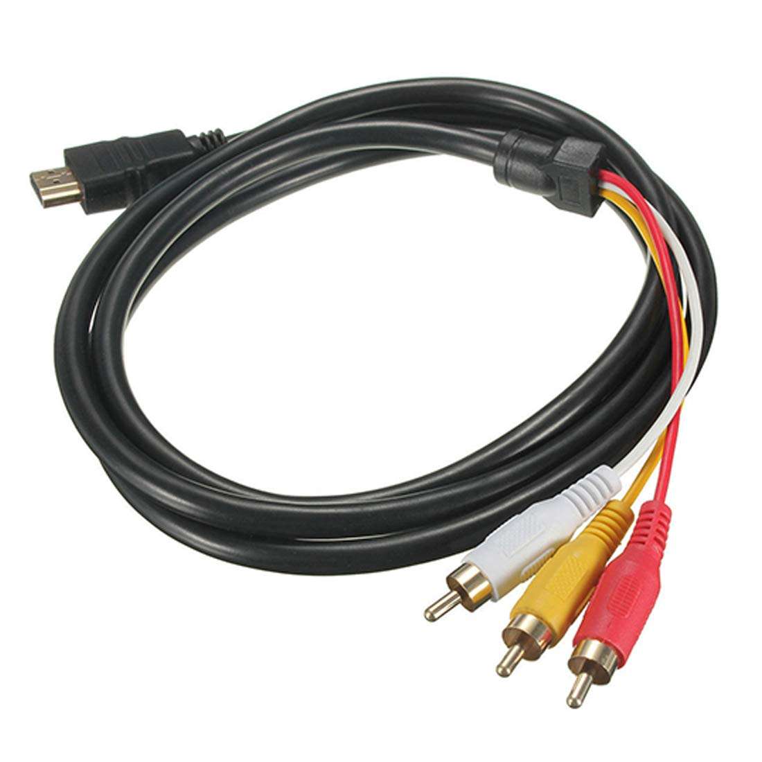 Alotm HDMI to RCA Cable, 5FT/1.5M HDMI Male to 3-RCA Video Audio AV Component Transimission Adapter Cable for HDTV, Red-Yellow-White Wire