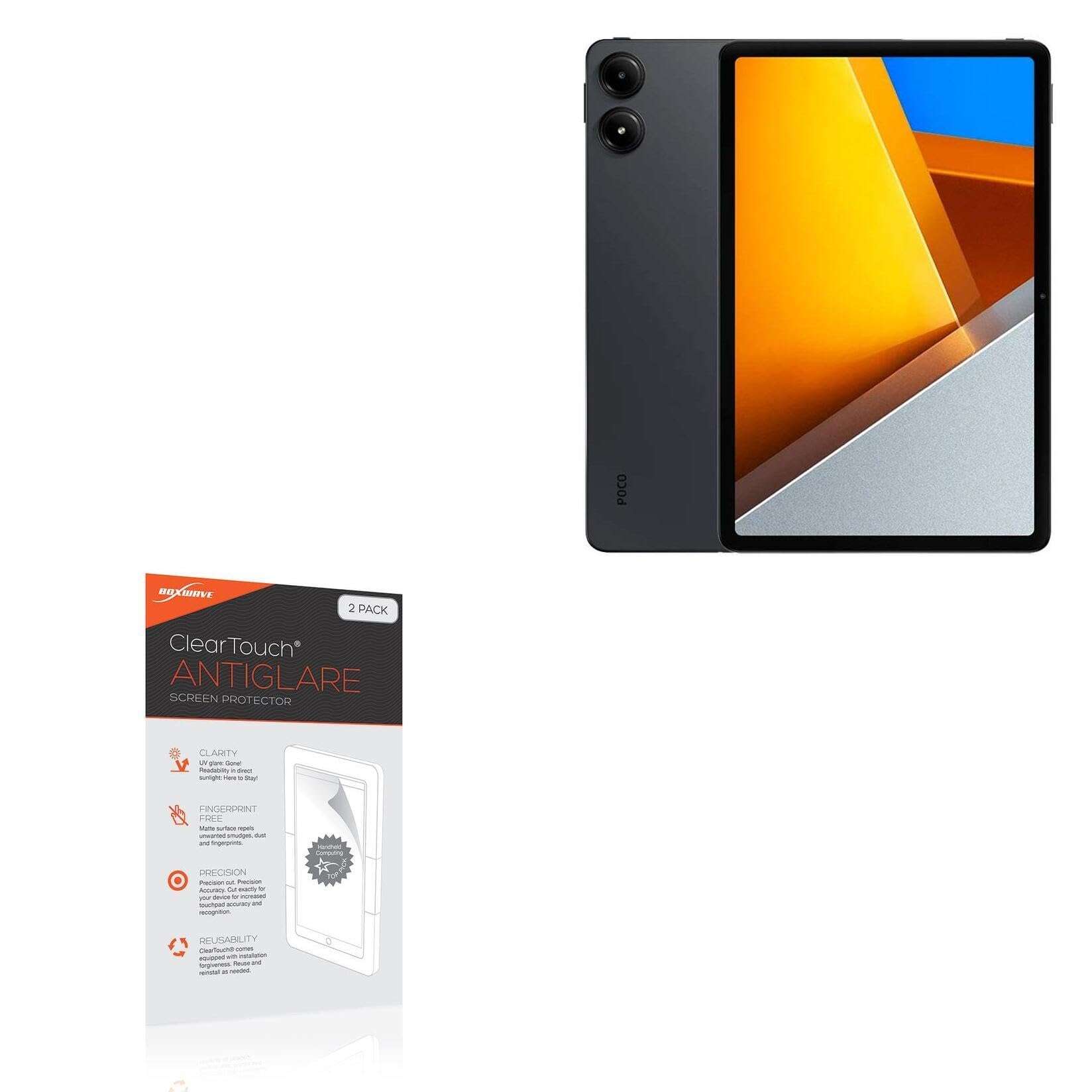 BoxWave Screen Protector Compatible with Xiaomi Poco Pad - ClearTouch Anti-Glare (2-Pack), Anti-Fingerprint Matte Film Skin