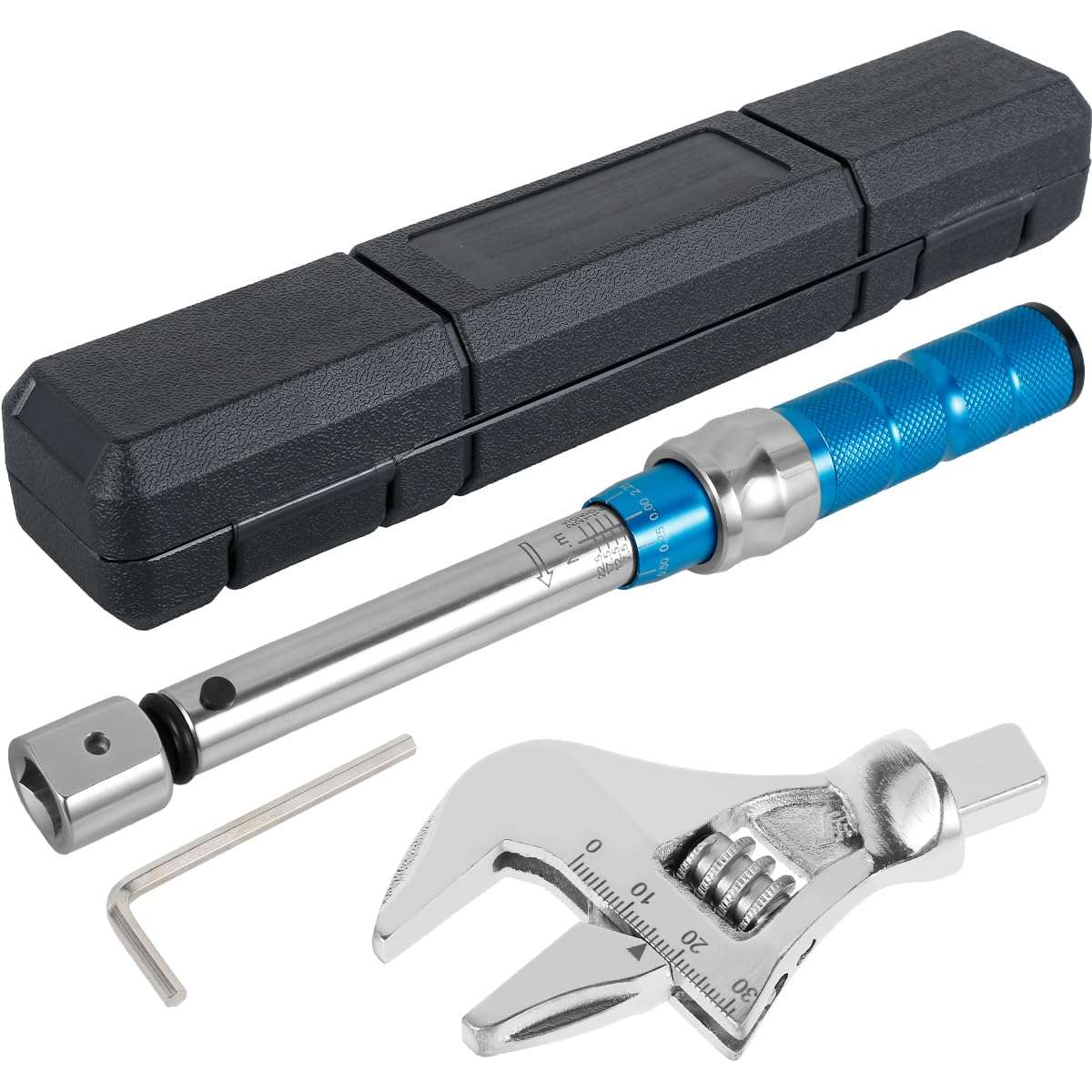 Kandishiex Digital Adjustable Torque Wrench 5-25 NM, 30mm Open-End Steel Torque Wrench, 9×12mm Interchangeable Head, Precision Hand Tool for Car Repair, Bicycle Maintenance, and Spanner Applications