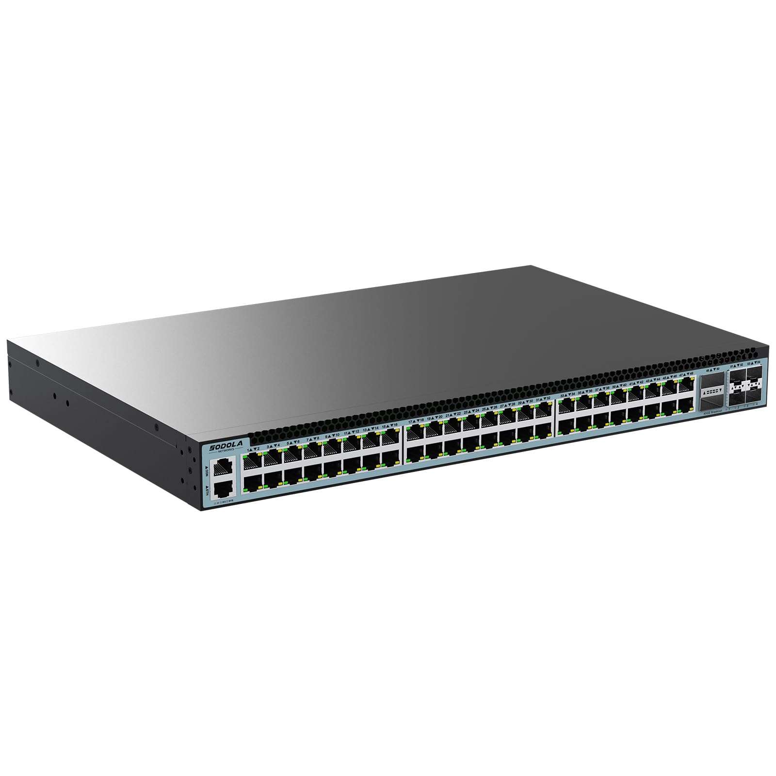 SODOLA 48 Port 2.5GbE Switch,L3 Managed e-Sports Mega-Switch with 4 x 40 QSFP+,4 x 25G SFP28,MLAG/Overlay/SDN, 96W, Multi-Gig Smart Web Managed Switch