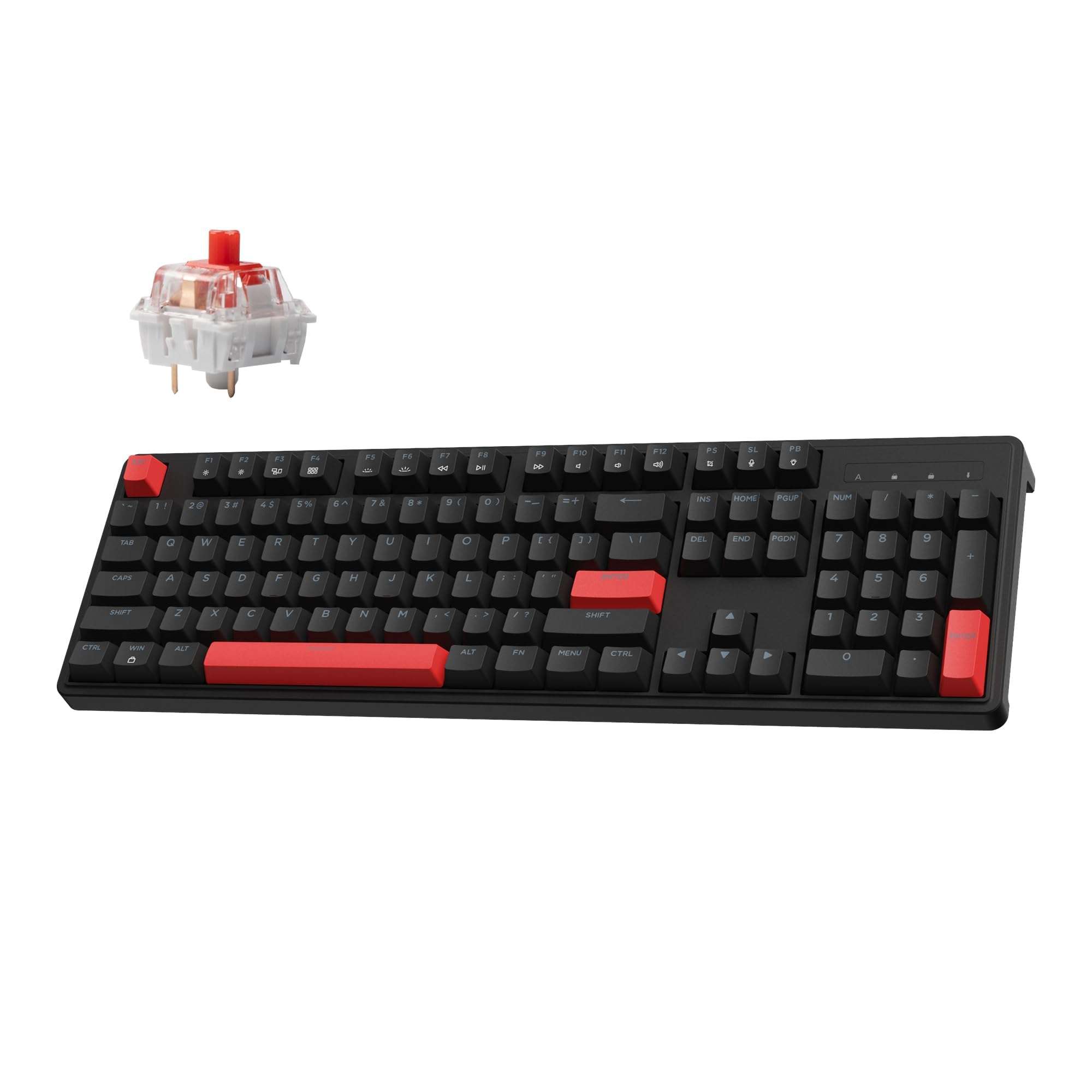 LEMOKEY X3 Wired Mechanical Gaming Keyboard, 100% Layout with QMK/VIA Programmable Keyboard, Red Switch,Red Backlit for Windows