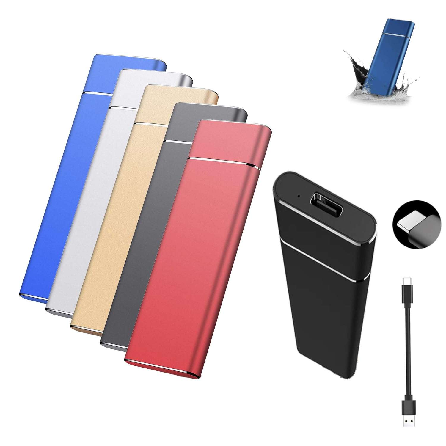 Portable External SSD, Type-C External Hard Drive USB 3.1 SSD External Hard Drive, Solid State Drives for PC/Laptop/MacBook (Silver, 2.0, TB)