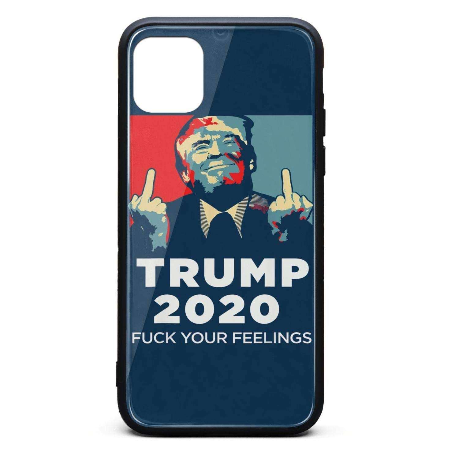 Cute Phone Case for iPhone 11 Trump 2020 Fuck Your Feelings Rubber Frame Tempered Glass Covers Pretty Shock-Absorbing Skid-Proof Never Fade Mobile Cases