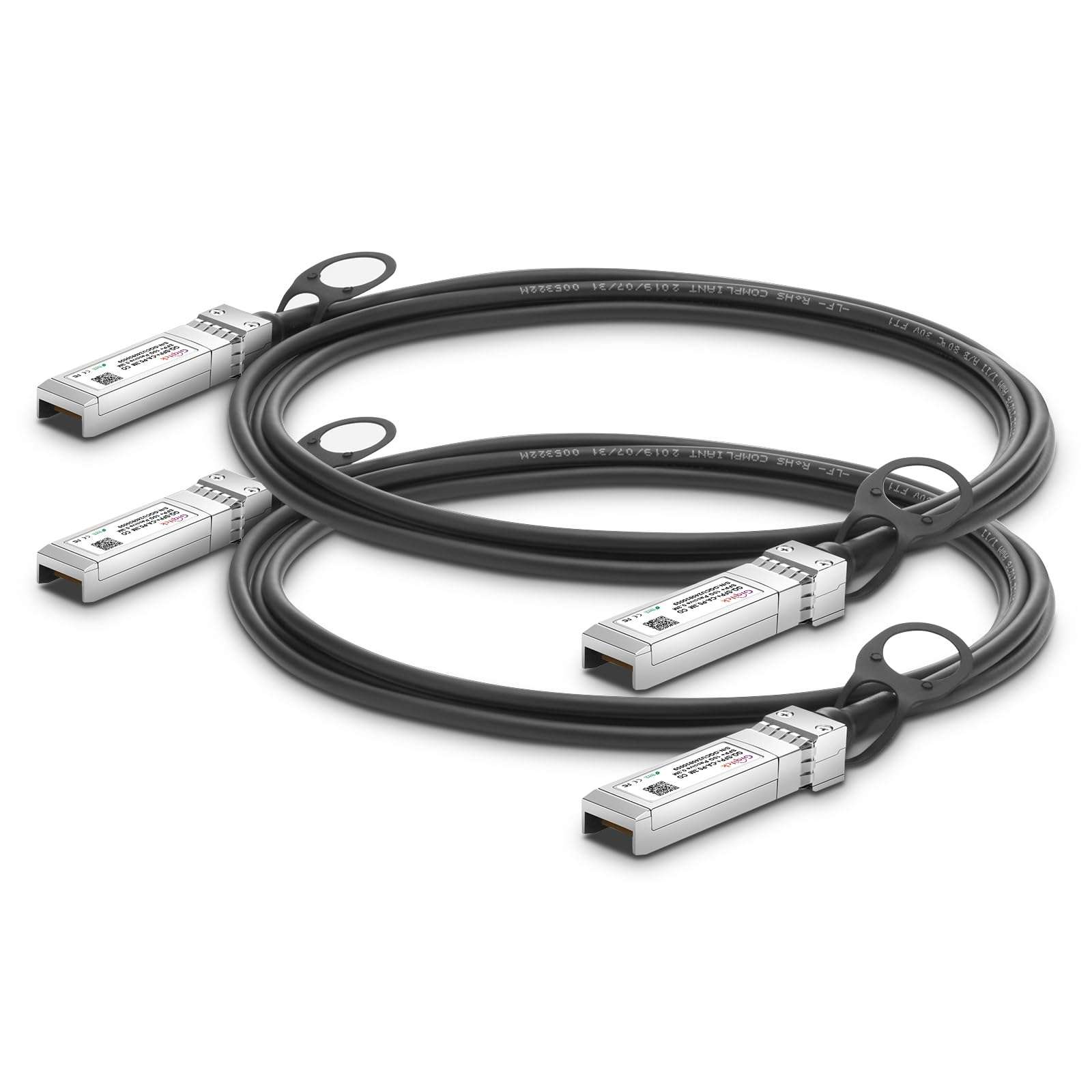 10G SFP+ DAC Cable, 0.3m (0.98ft) Passive Direct Attach Copper Twinax Cable for Cisco SFP-H10GB-CU0.3M, Ubiquiti, D-Link, Netgear, Mikrotik, Open Switch Devices-2pcs