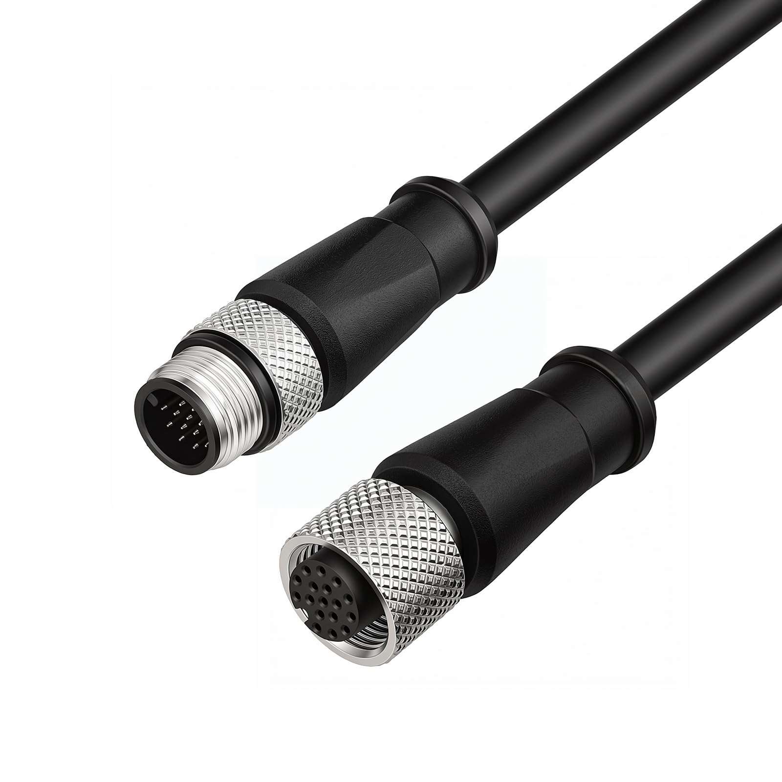 ZBLZGP M12 Aviation A-Coded 17 Pin Sensor Shielded Signal Cable IO Trigger Power for Datalogic Deloitte Sick YF2ASD (Male to Female, 17 Pin A-Coding, 1M)