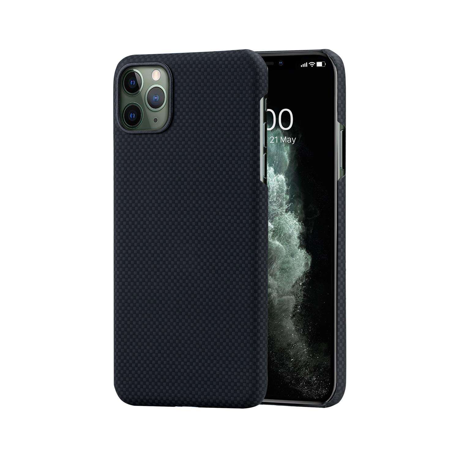 PITAKA Magnetic Case for iPhone 11 Pro 5.8" Minimalist MagEZ Case 100% Aramid Fiber Durable Perfectly Fit Cover-Black/Grey(Plain)
