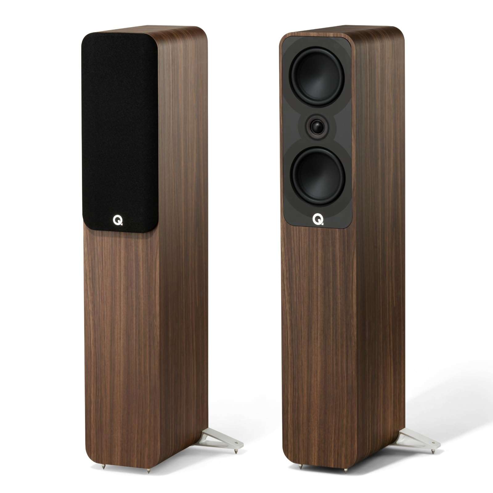 Q Acoustics 5040 Floorstanding Speakers Pair Santos Rosewood with Cable - 2X 5 Mid/Bass Drivers, 1" Tweeter - Stereo System for Home Entertainment Center, Surround Sound TV/Record Player