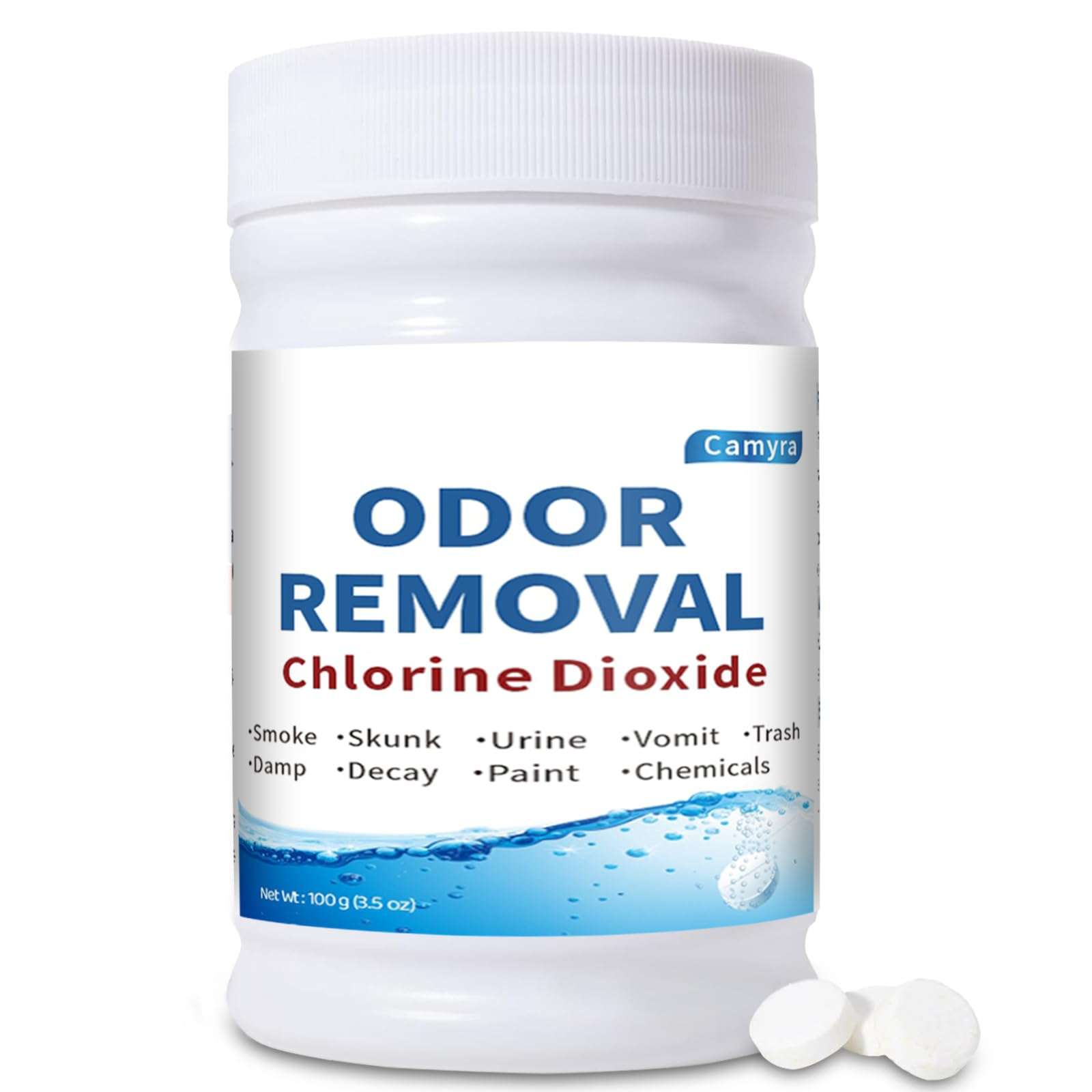 Chlorine Dioxide Odor Removal, for Cars & Homes, Chlorine Dioxide Tablets for Gas, Smoke, Urine, Carpet Odors & More, Fast-Acting, Removes Odors at the Source