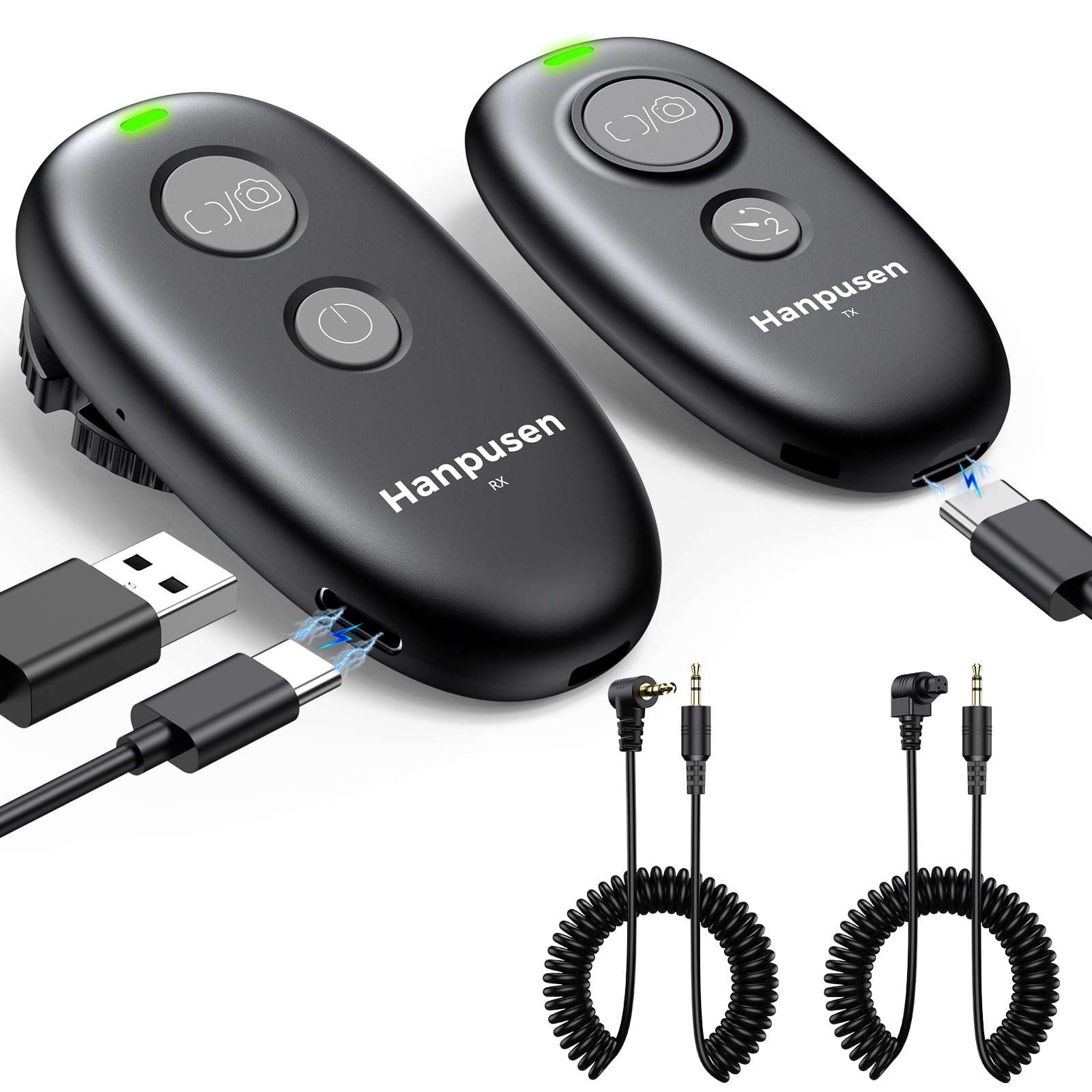 Rechargeable Wireless Camera Remote Control for Canon Rebel T7, R6 Mark II, T6, T5, 850D, R5, R6, R7, R10, R50 V, R100, R3, R5 C, R8, R5 Mark II, R1,1DX Mark III, Upgrade Hanpusen Shutter Release