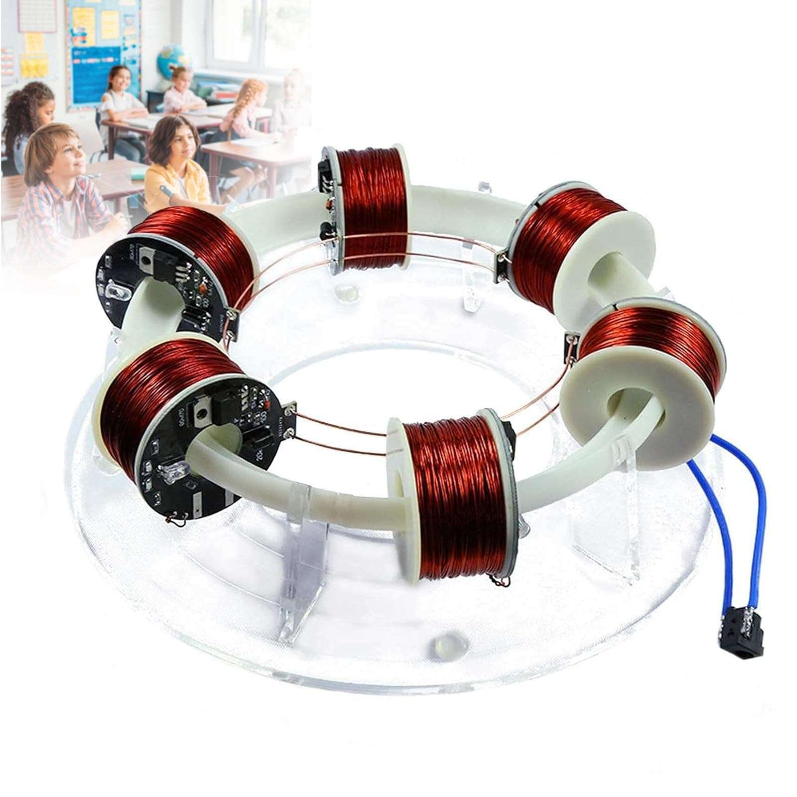 6 Coils Ring Electromagnetic Accelerator, Ring Accelerator Physics Teaching Experiment Model, Applicable to Classroom Teaching, Experiment Equipment, Desk Toy