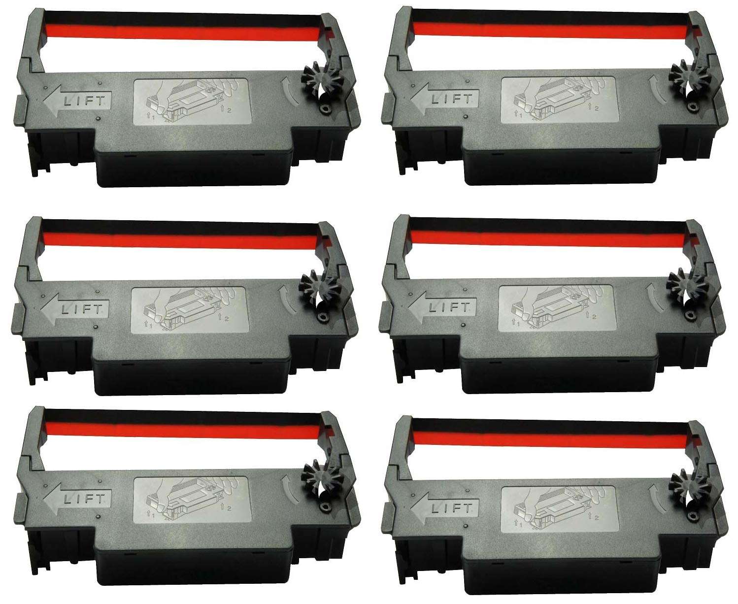 SP-700 Black and Red Ribbon Ink Cartridge Compatible with Star SP-700BR, RC-700BR, SP-712, SP-742 POS Printer Ribbon (6 Pack)