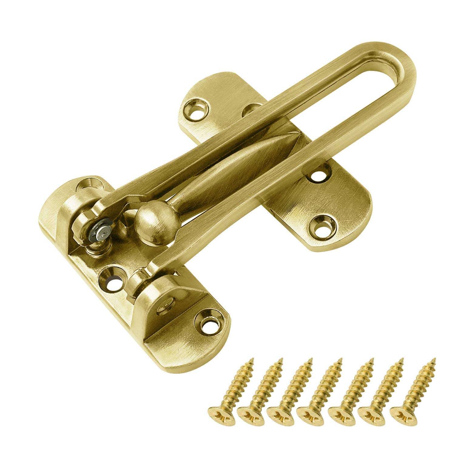 SAISN Door Reinforcement Lock Latch Swing Bar Lock for Home Security Front Door Locks for Kids Thicken Solid Aluminium Alloy (Gold)