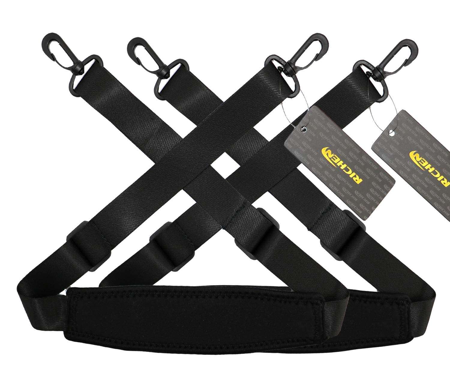 RICHEN Replacement Shoulder Strap Adjustable Luggage/Laptop/Camera Bag Strap with Swivel Hook,Pack of 2,Black