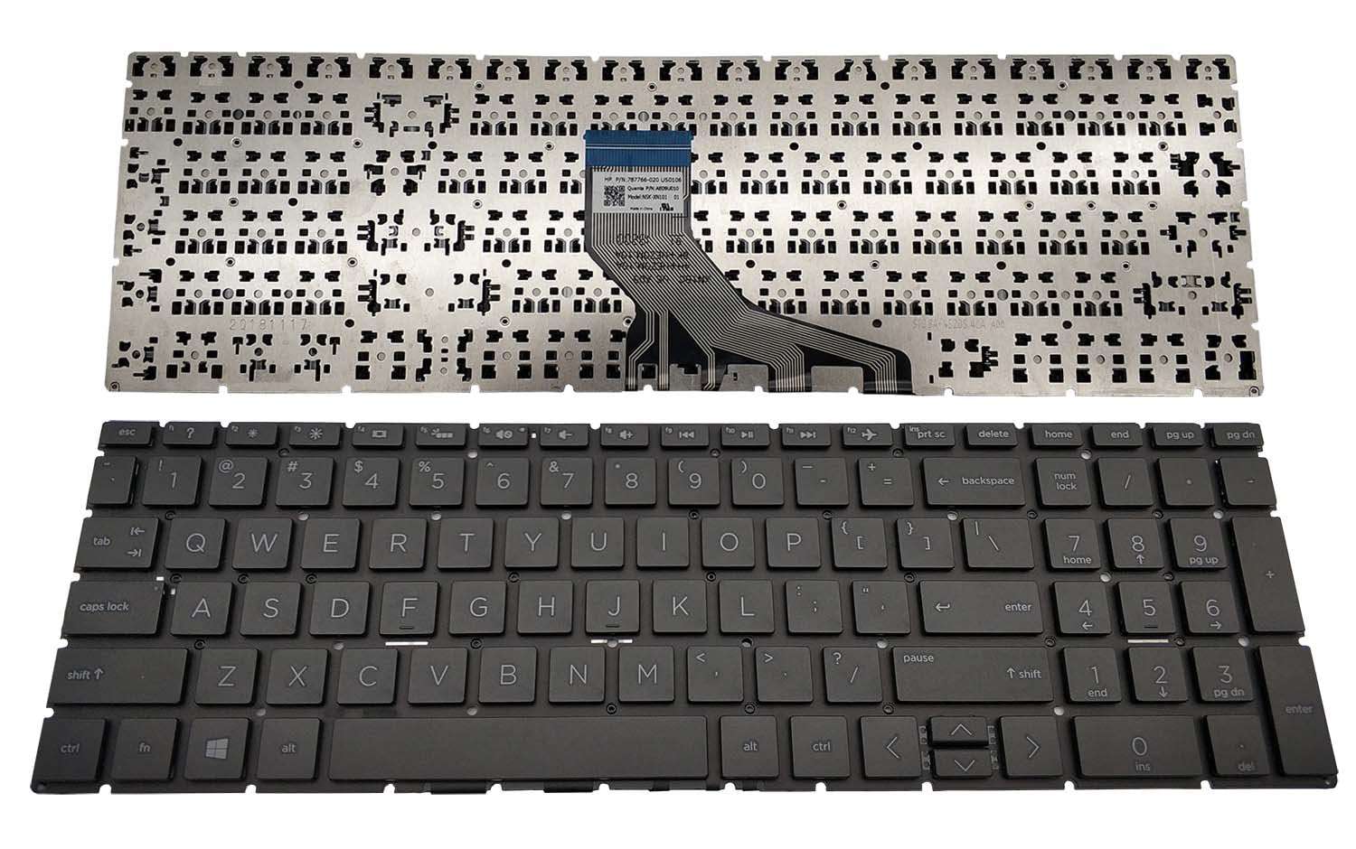 Replacement Keyboard for HP 250 G7 255 G7 15-DA 15-DB 15-DK 15-DR 15-DW 15-DU 15S-DU 15-DY 15s-DY 15s-EQ 15-EF 15s-FQ 15-GW 17-CA Home 17-by Black US Layout