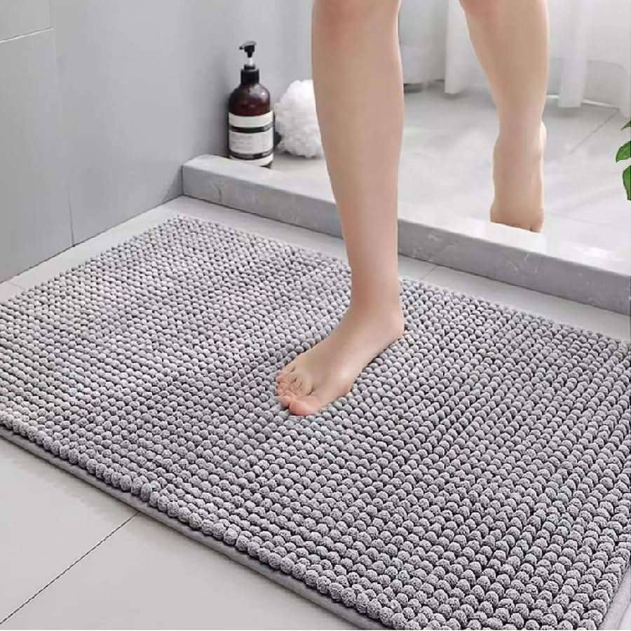 Bathroom Rug Mat 24 x 16,Non Slip Bath Mats for Bathroom Floor,Extra Soft Non Slip Absorbent Water Bath Rug,Plush Rugs for Bathtubs,Machine Washable Carpets,Home Decor Accessories,Gray