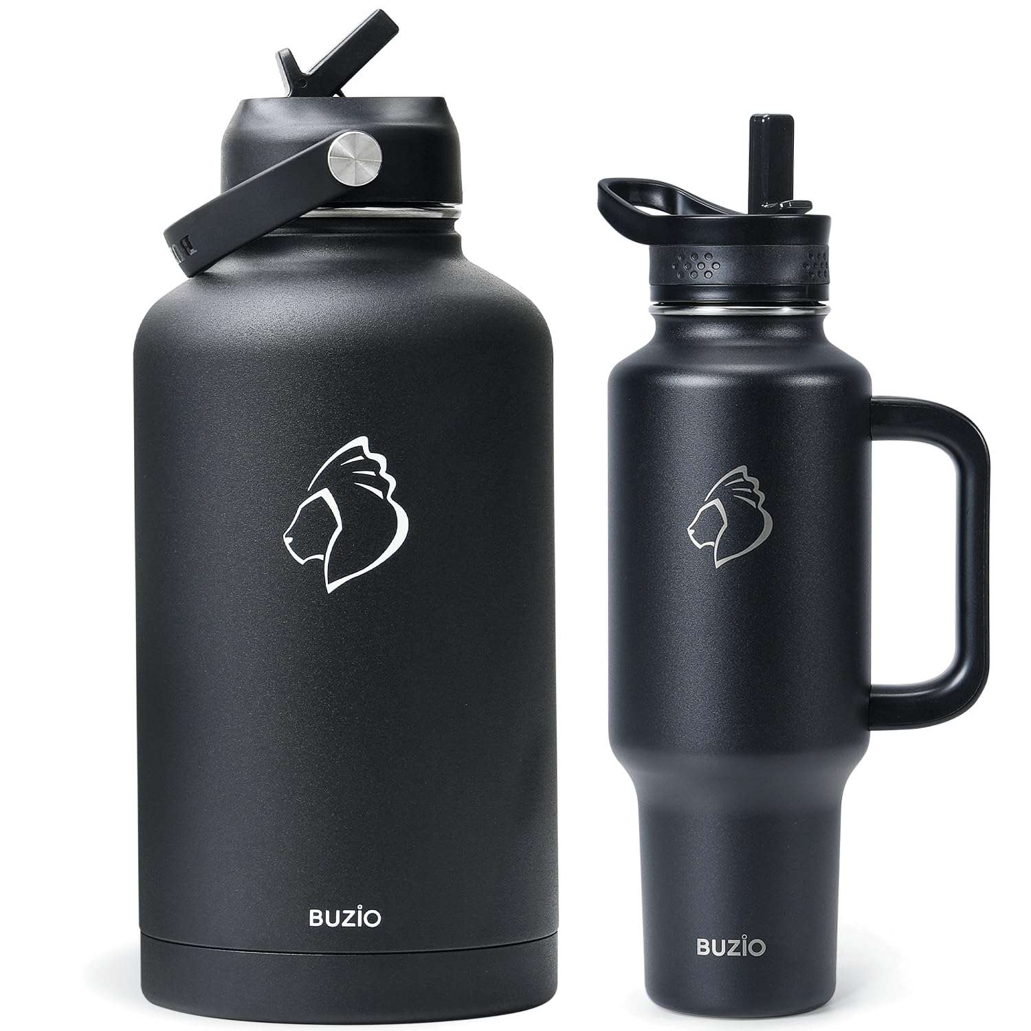 64oz Insulated Water Bottle & 40 oz Tumbler Fits in Cup Holders, Dishwasher Safe Leakproof Sport Travel Thermal Cup for Hot and Cold Drinks