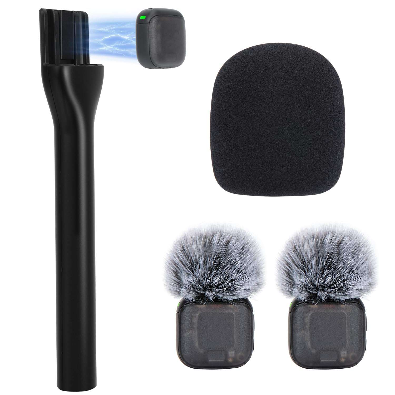 SUNMON Wireless Microphone Magnetic Holder Compatible with DJI Mic 3 (Mini/1/2), Interview Holder for Rode Wireless Micro/GO 2/ME/Pro (1 Universal Foam Cover, 2 Furry Windscreen Only for DJI Mic 3)