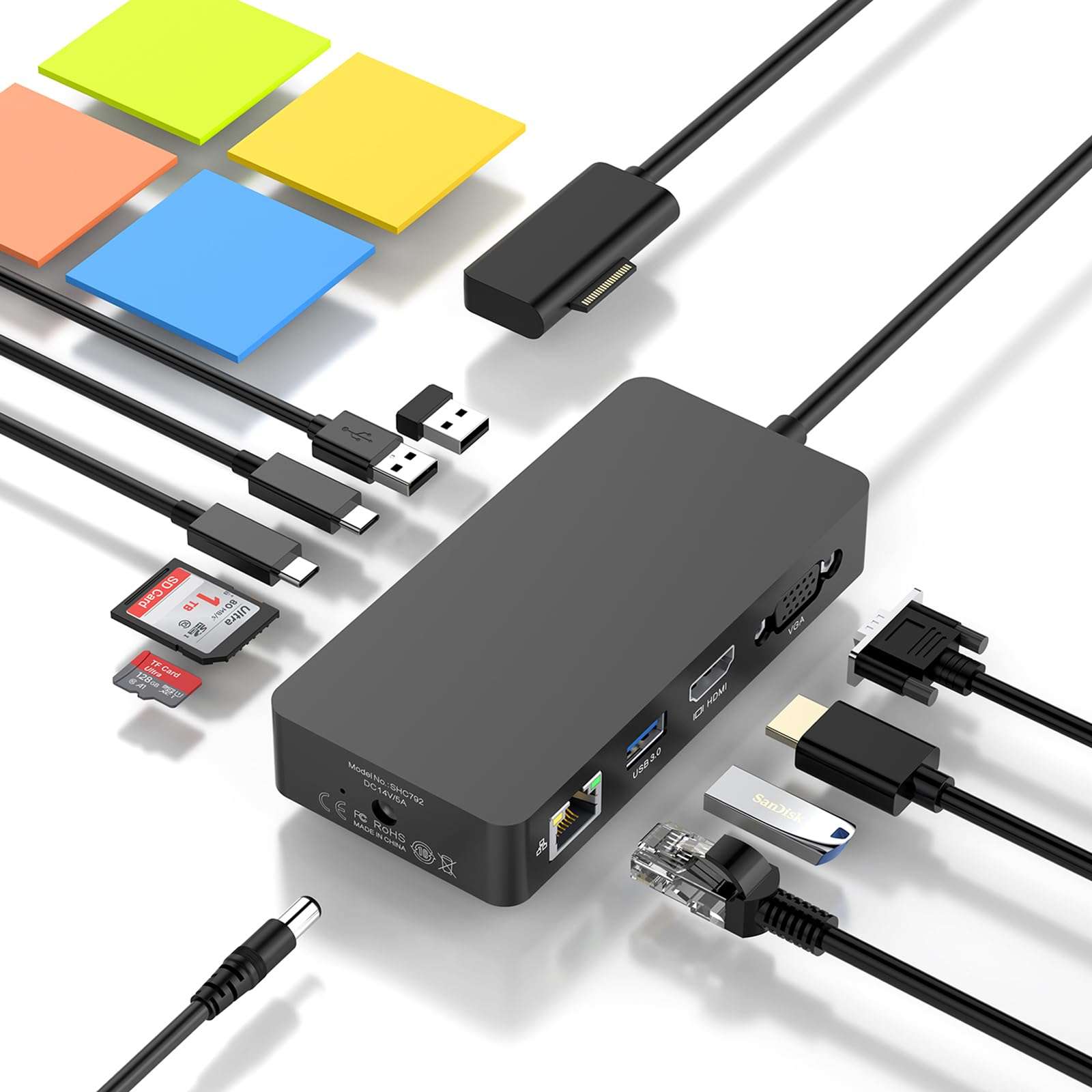 Microsoft Surface Dock HDMI+VGA With Power Adapter, 11 in 1 Docking Station for Pro 11/10/9/8/X/7/6/5/4/3, Laptop 7/6/5/4/3/2/1, Laptop Go 3/2/1, Book 3/2/1