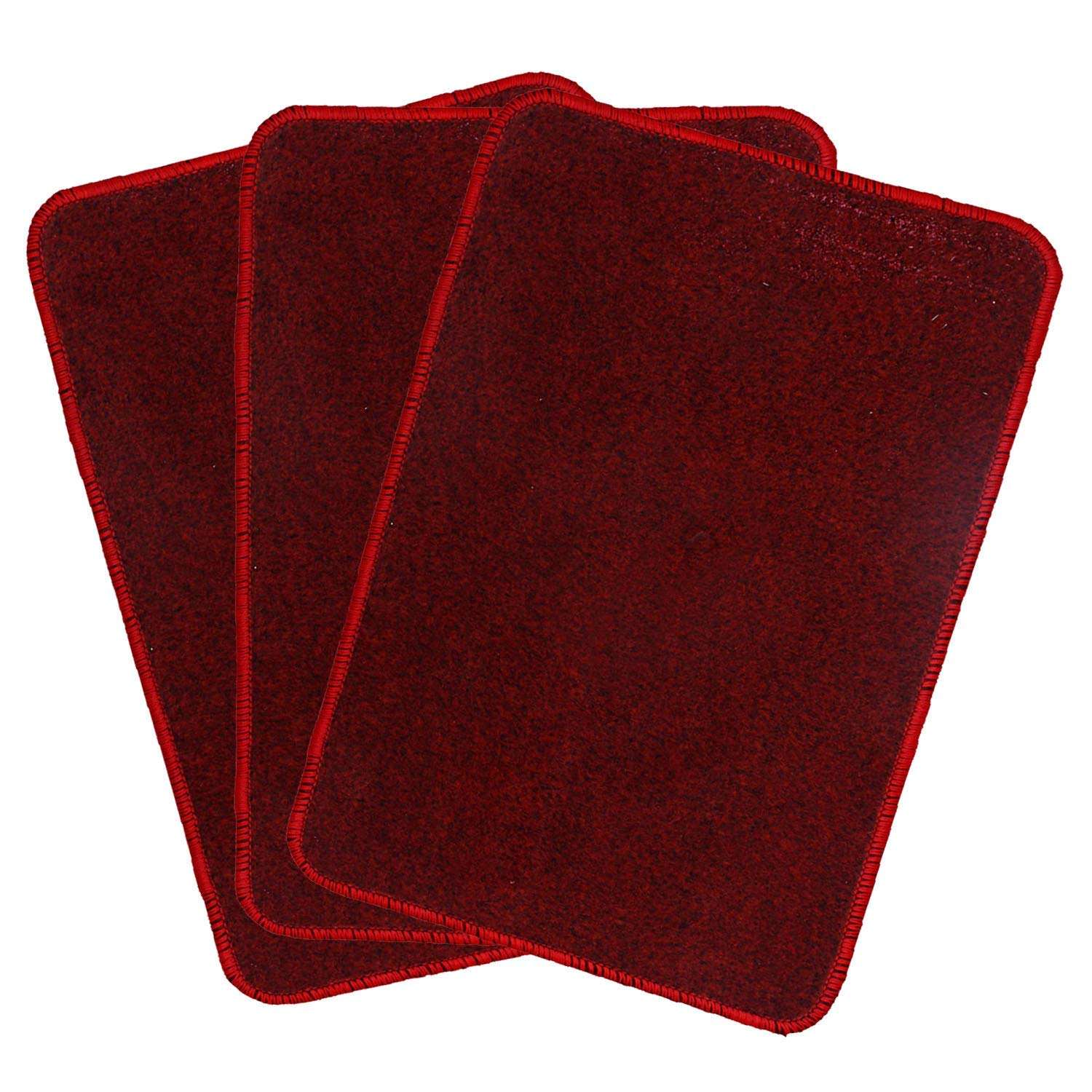 Heart Home Microfiber Anti Slip 3 Pieces Bath Mat 22"x14", Red CTHH2791