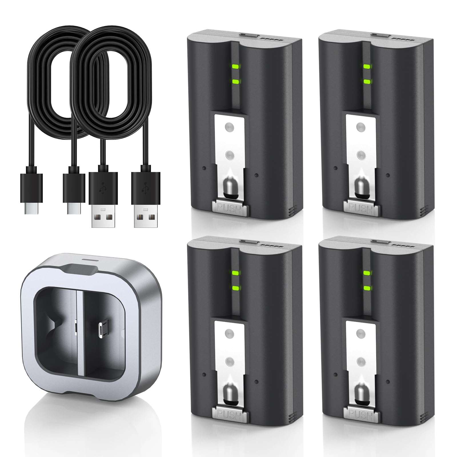 OHZHAO 4 Pack 7200mAh Replacement Battery with Charger Station, High Capacity Camera Battery Compatible with Doorbell 2/3/4/3plus, Stick Up Cam/Peephole Cam for Indoor/Indoor