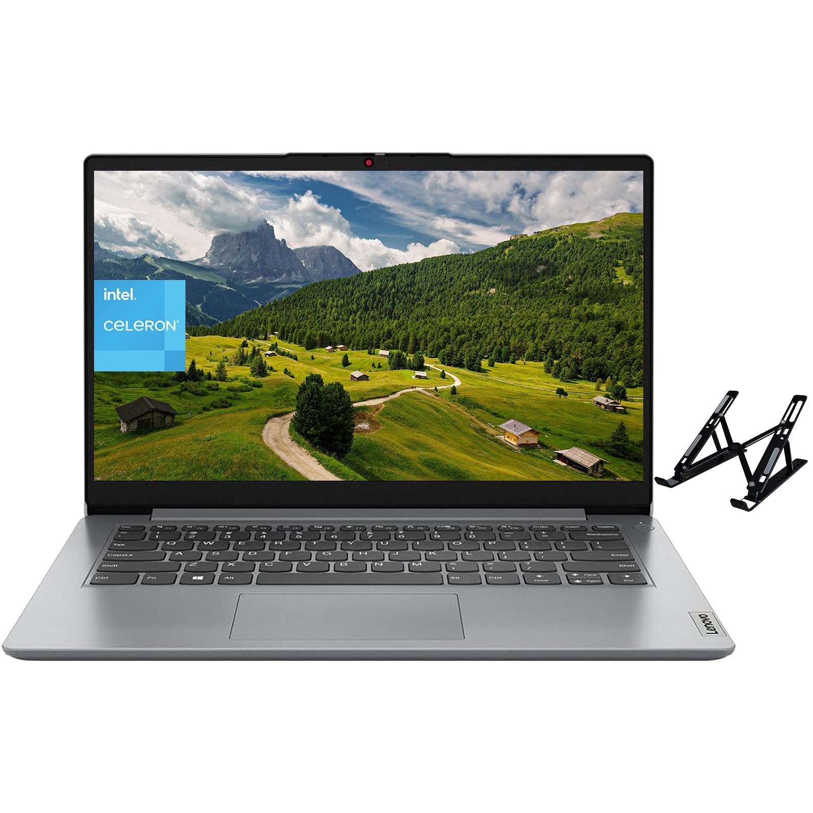 Lenovo 2024 IdeaPad 1 Business Laptop, 14" HD Display, Intel Celeron N4020, 4GB RAM, 128GB eMMC, Intel UHD Graphics, Wi-Fi 6, Windows 11 S, with Laptop Stand