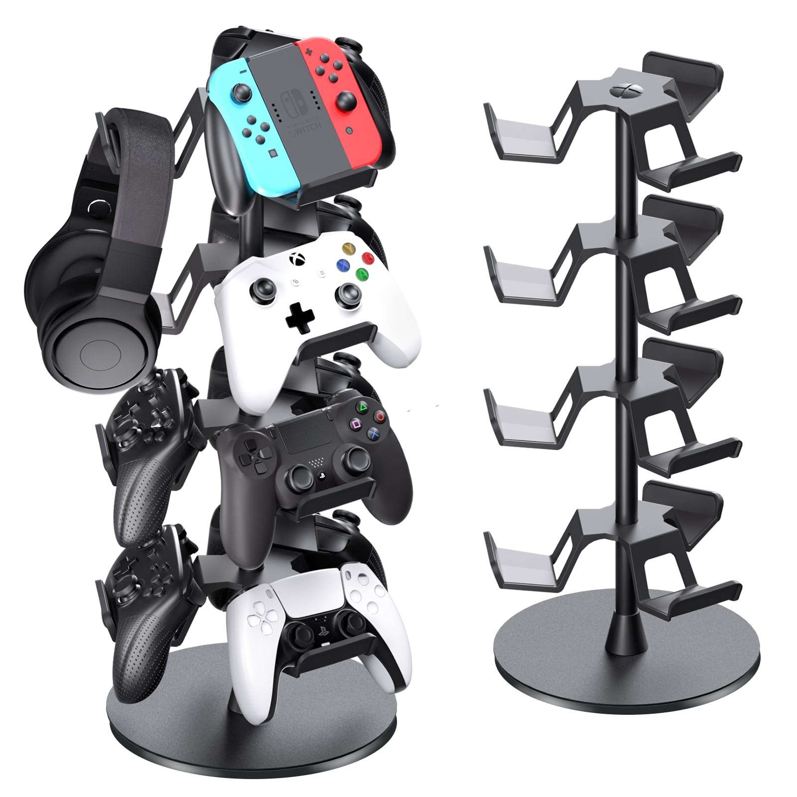 Nargos Universal Controller Holder for Xbox PS5 PlayStation 4 Switch Pro Gamepad, Rotating Headset Stand, 4 Tier, Gamer Gifts