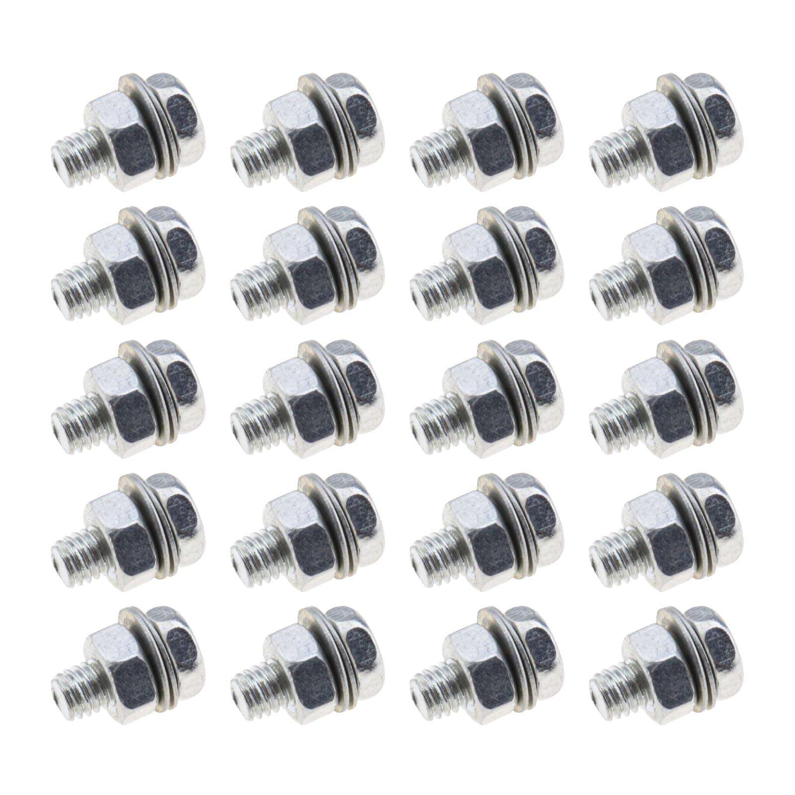 SING F LTD 20Pcs Bicycle Cable Anchor Bolts 6mm with Nuts and Washers for BMX Cross Bike Electric Bike Foldable Hybrid Kids Mountain Racing Trekking Bike Cycling Accessories Hex Head Screw