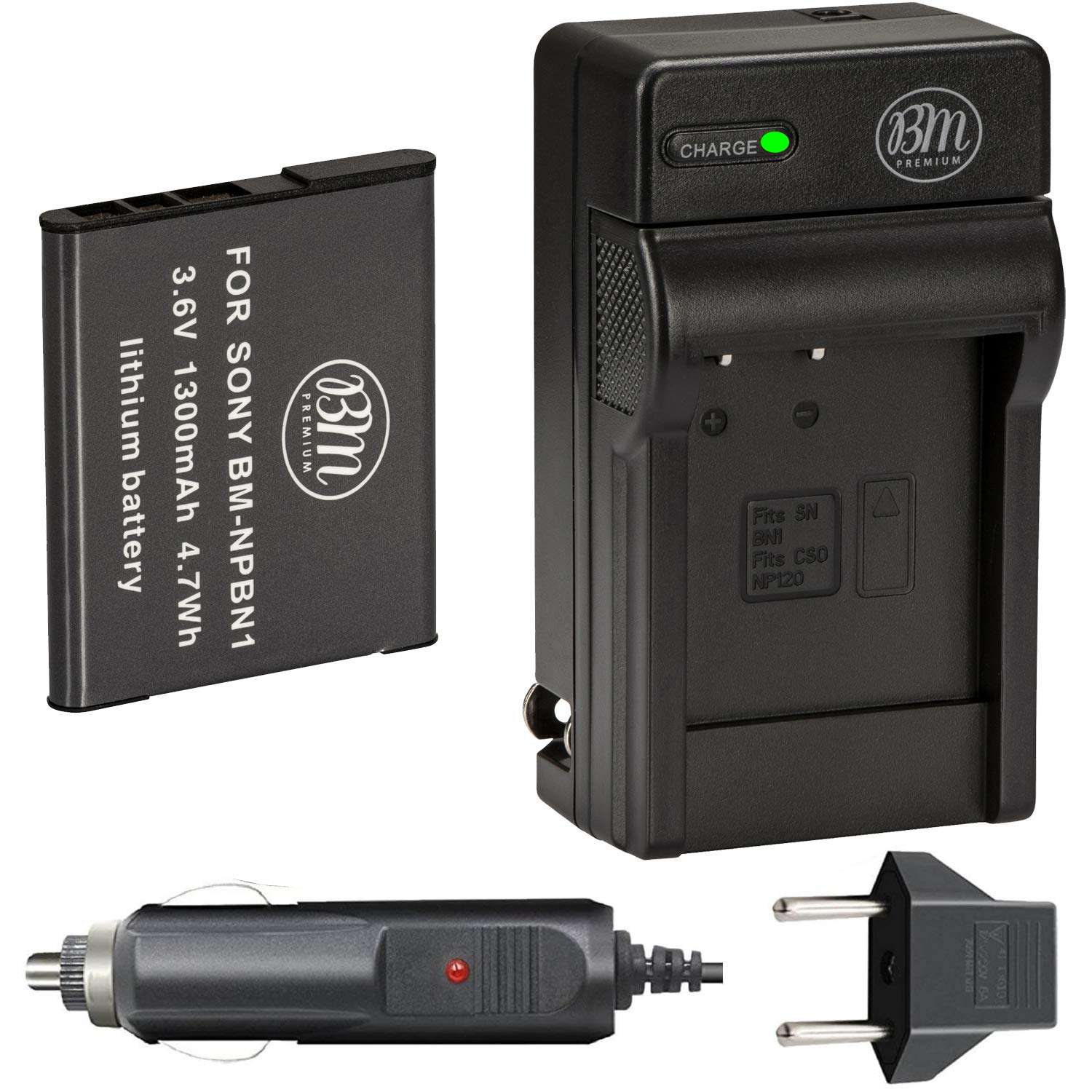 BM NP-BN1 Battery and Charger for Sony CyberShot DSC-QX10, DSC-QX30, QX100, WX5, WX9, WX50, WX70, WX150, W330, W510, W530, W560, W570, W610, W620, W650, W690, W800, W830, TX10, TX20, TX30 Camera