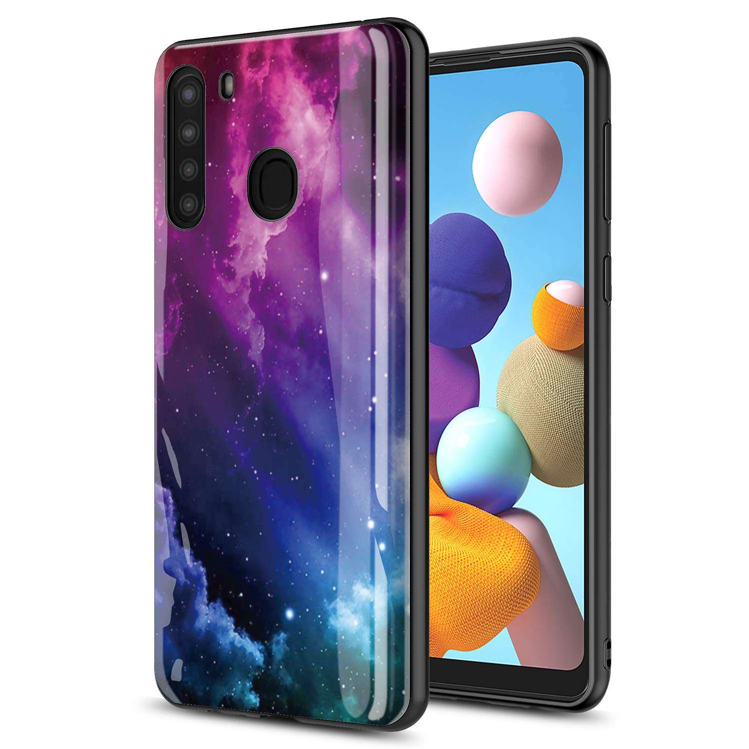 GORGCASE Phone CASE for Samsung Galaxy A21 (NOT FIT A21S), Slim Graphic Design Anti-Scratch Shook-Proof Hybrid Rubber PC TPU Bumper Armor Cute Teen Boy Man Girls Women Drop Protective Cover Milky Way