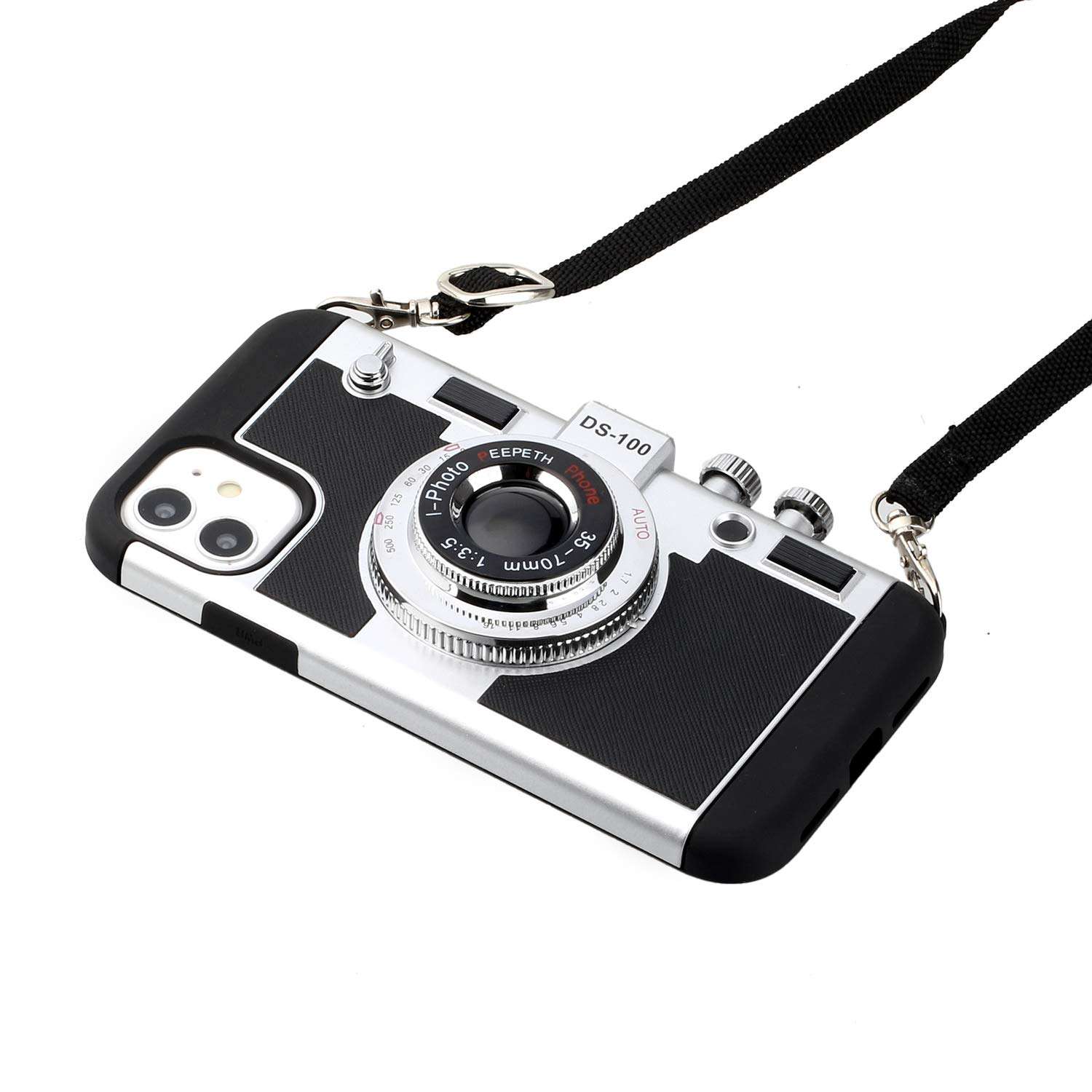 Wcysin Emily in Paris 3D Camera Design Case for iPhone 12/ for iPhone 12 pro with Long Neck Strap (for iPhone 12 and for iPhone 12 Pro) Black