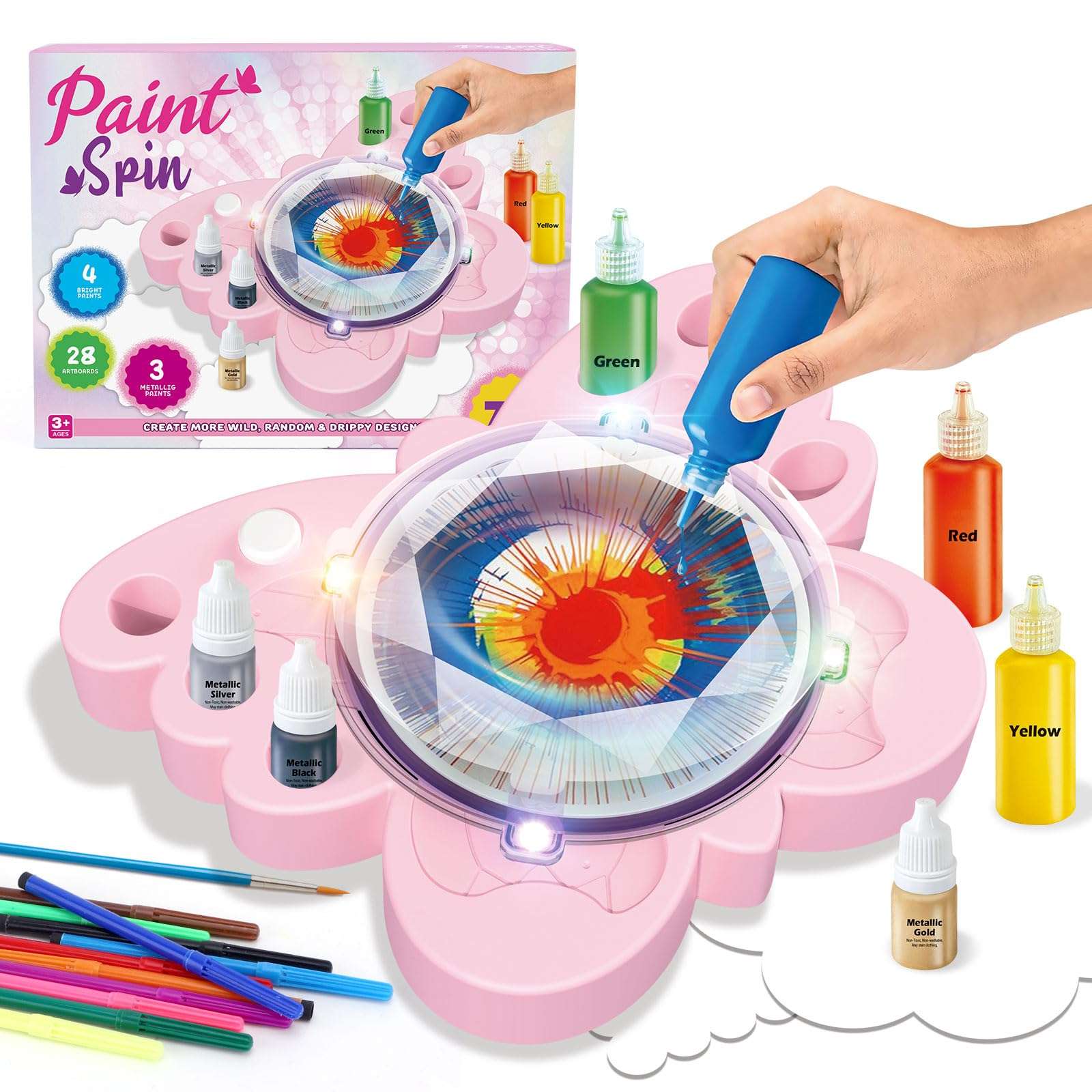 Paint Spin Art Machine Kit for Girls & Boys, Arts & Crafts for Kids, Art Drawing Supplies, Painting Kits,Ideal Gift for 4 5 6 7 8-12 Years Old