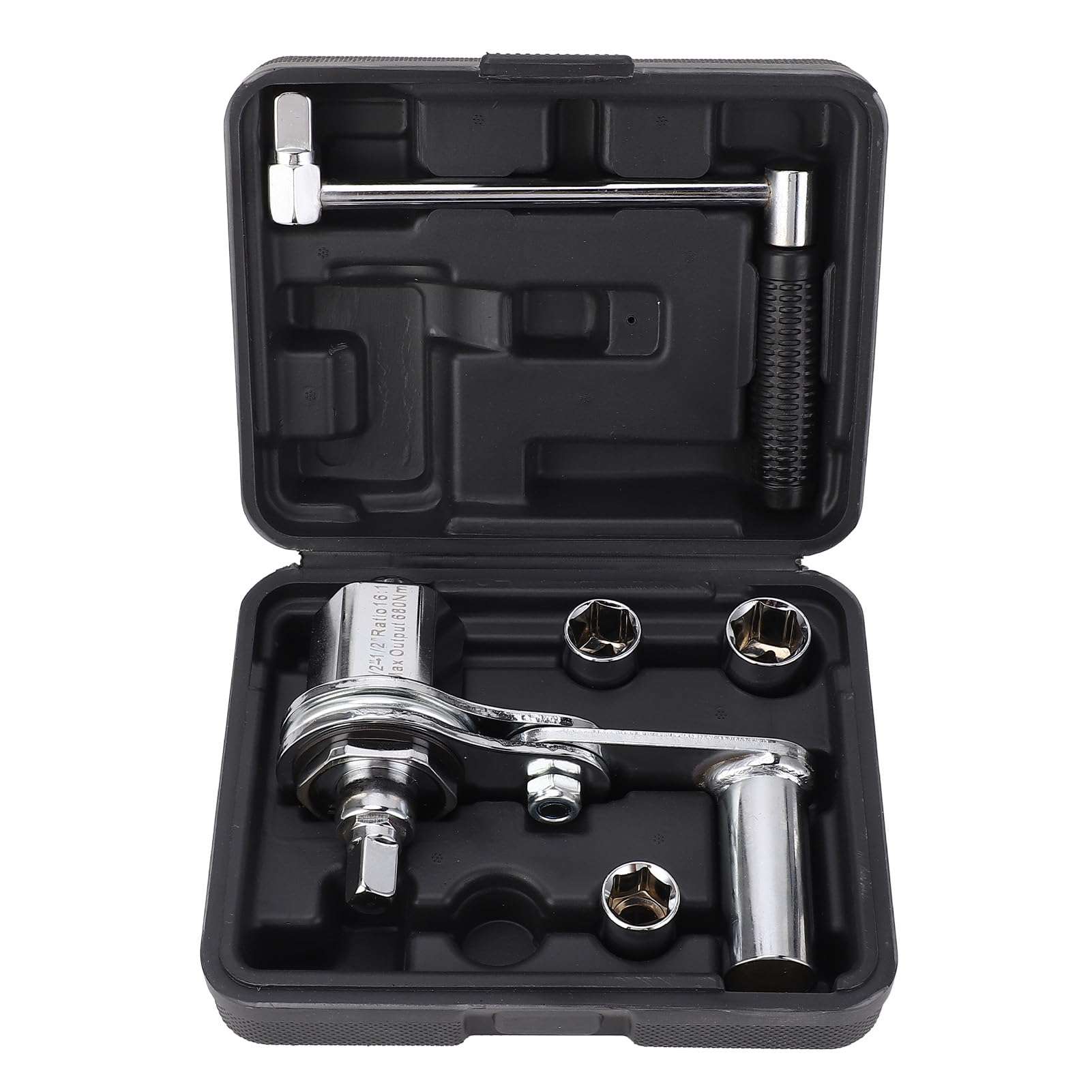 ZAICOLER Wrench Set, 1/2in Torsion Multiplier Wrench Looseing Nuts 1:16 Gear Ratio Car Tire Nut Remover Lug Nut Removal Tool with 17mm 19mm 21mm Sockets for Car Suv
