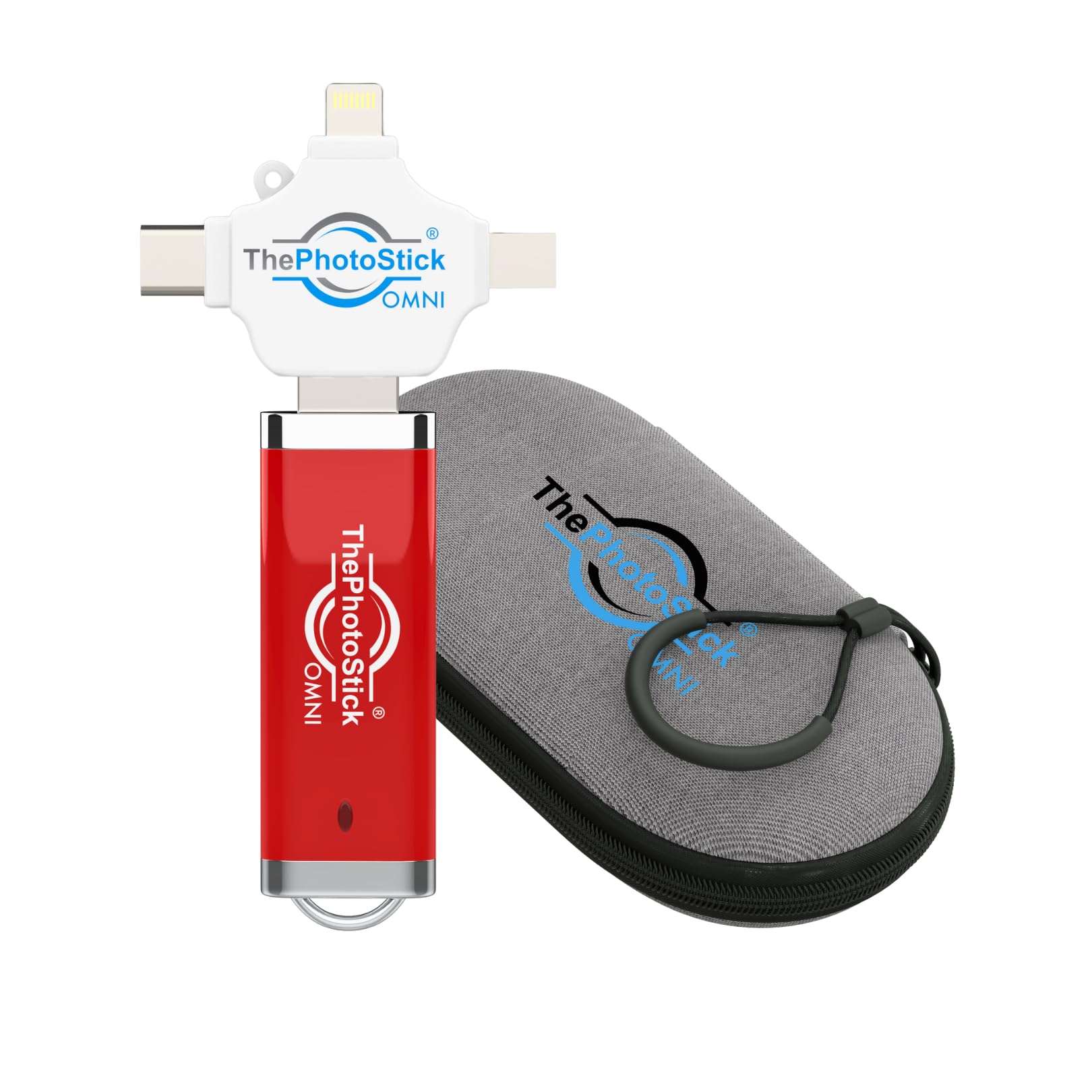 ThePhotoStick® Omni 128GB + Protective Case | Secure Photo & Video Backup and Transfer | Digital File Organization | USB & Multiport Connection for Phones, Tablets and Computers | Water Resistant Case