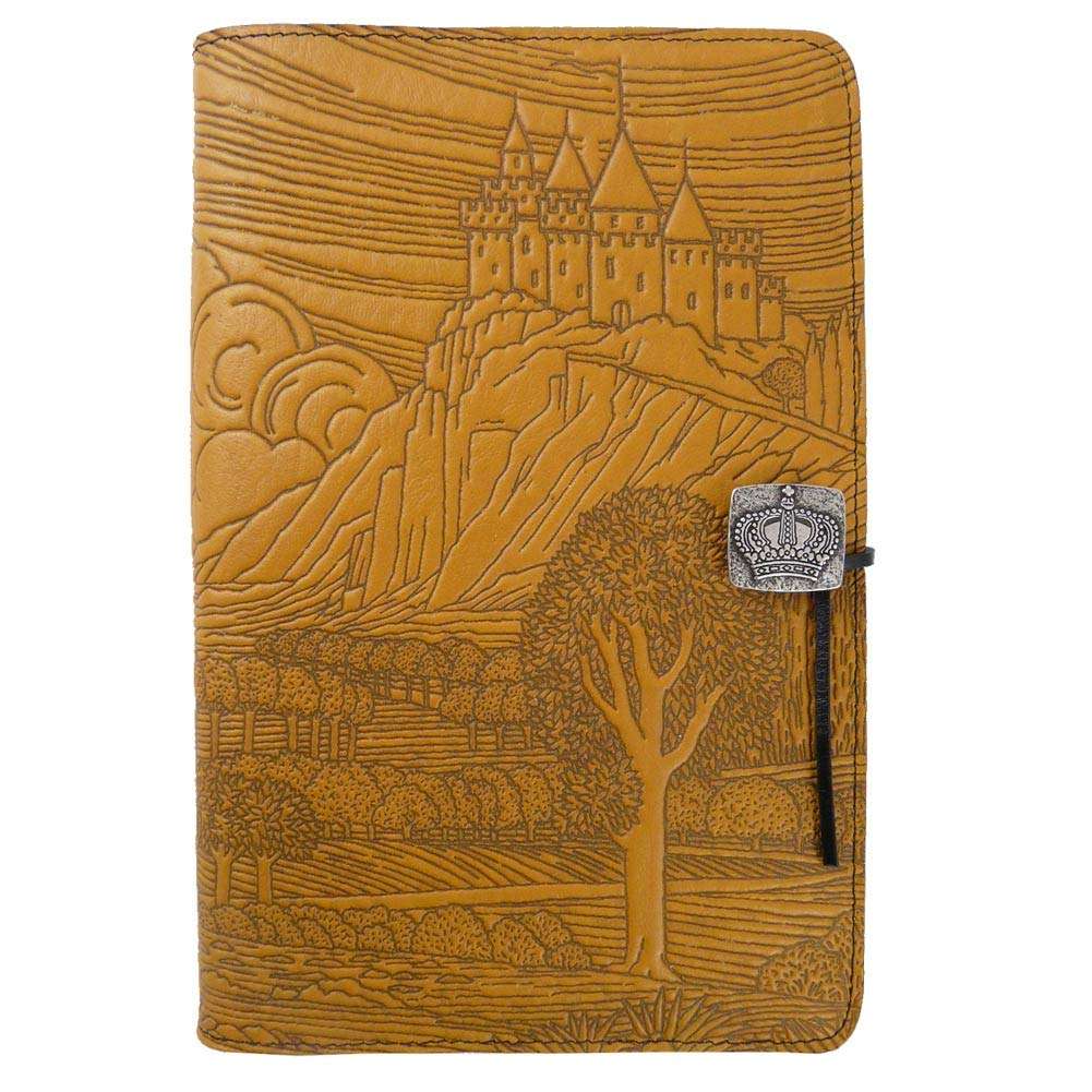 Modern Artisans Hilltop Castle American-Made Embossed Leather Writing Journal, 6 x 9-inch + Refillable Hardbound Insert Book
