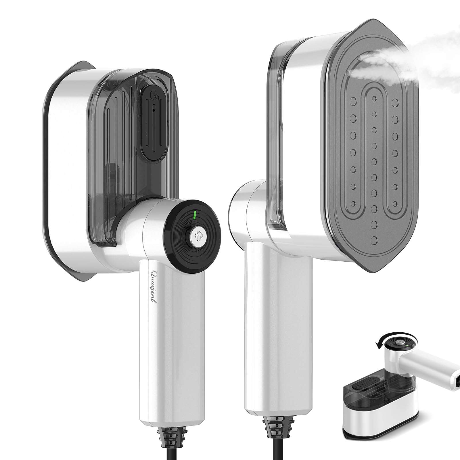 Travel Steamer - Portable Steamer for Clothes, 8FT Power Cord, Handheld Steam Iron Collapsible Design, Travel College Dorm Home Essentials (White)