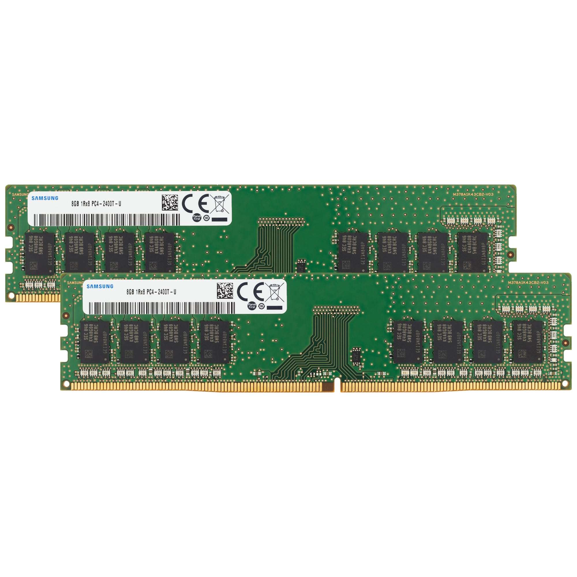 Samsung 16GB (2x8GB) DDR4 2400MHz PC4-19200 (PC4-2400T) CL17 UDIMM 1Rx8 Single Rank 1.2V Non-ECC DIMM 288-Pin Desktop PC RAM Memory