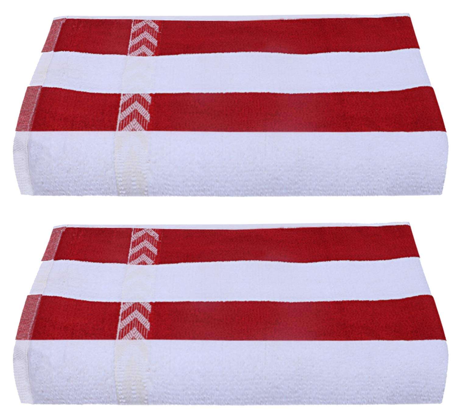 Heart Home Cotton 2 Pieces Bath Towel 27" x54” (Red & White) CTHH1622