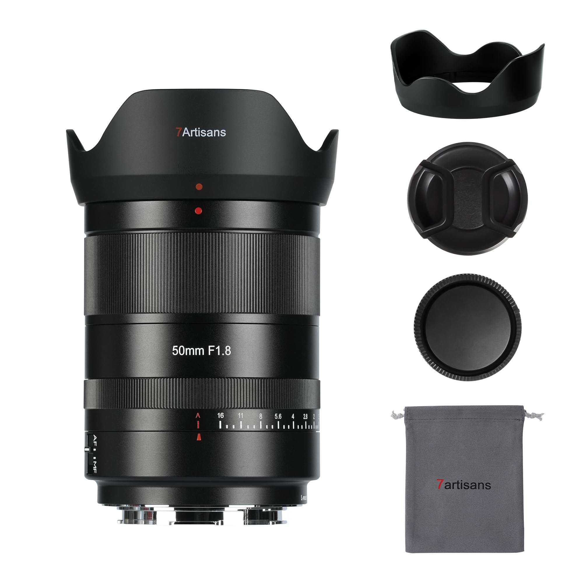 7artisans AutoFocus 50mm F1.8 Full Frame Lens,F1.8 Large Aperture,Support Automatic/Manual Aperture and Face/Eye Recognition,Compatible for Leica/Panasonic/Sigma L S1,S5,S9 Serise,Black