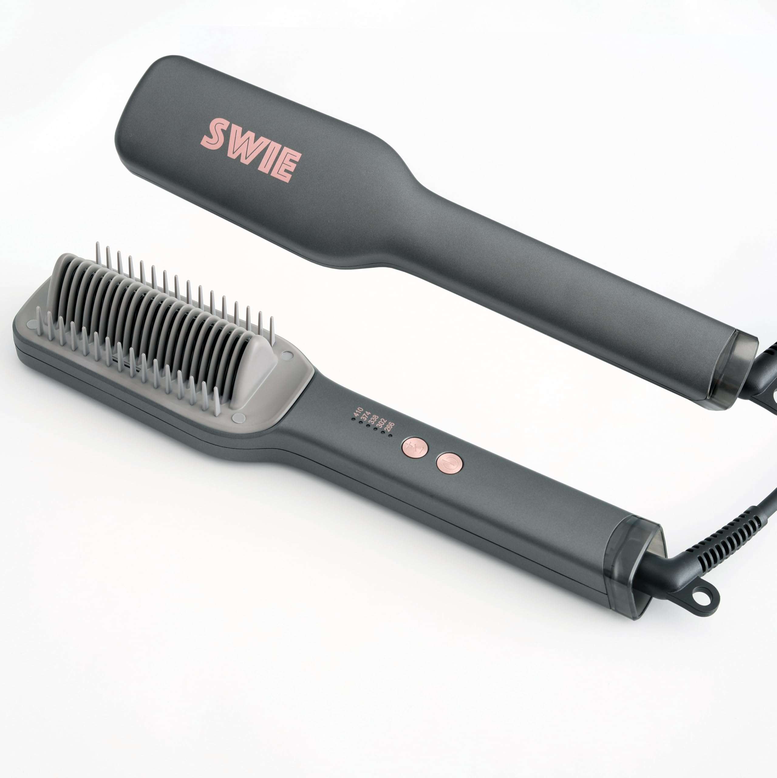 SWIE Maxistrait Hair Straightener Brush. Smooth, Shiny, Frizz-Free Healthy in Minutes. for All Types and Textures, Great for Colored Hair, Adjustable Heat Settings, Anti-Burn Technology