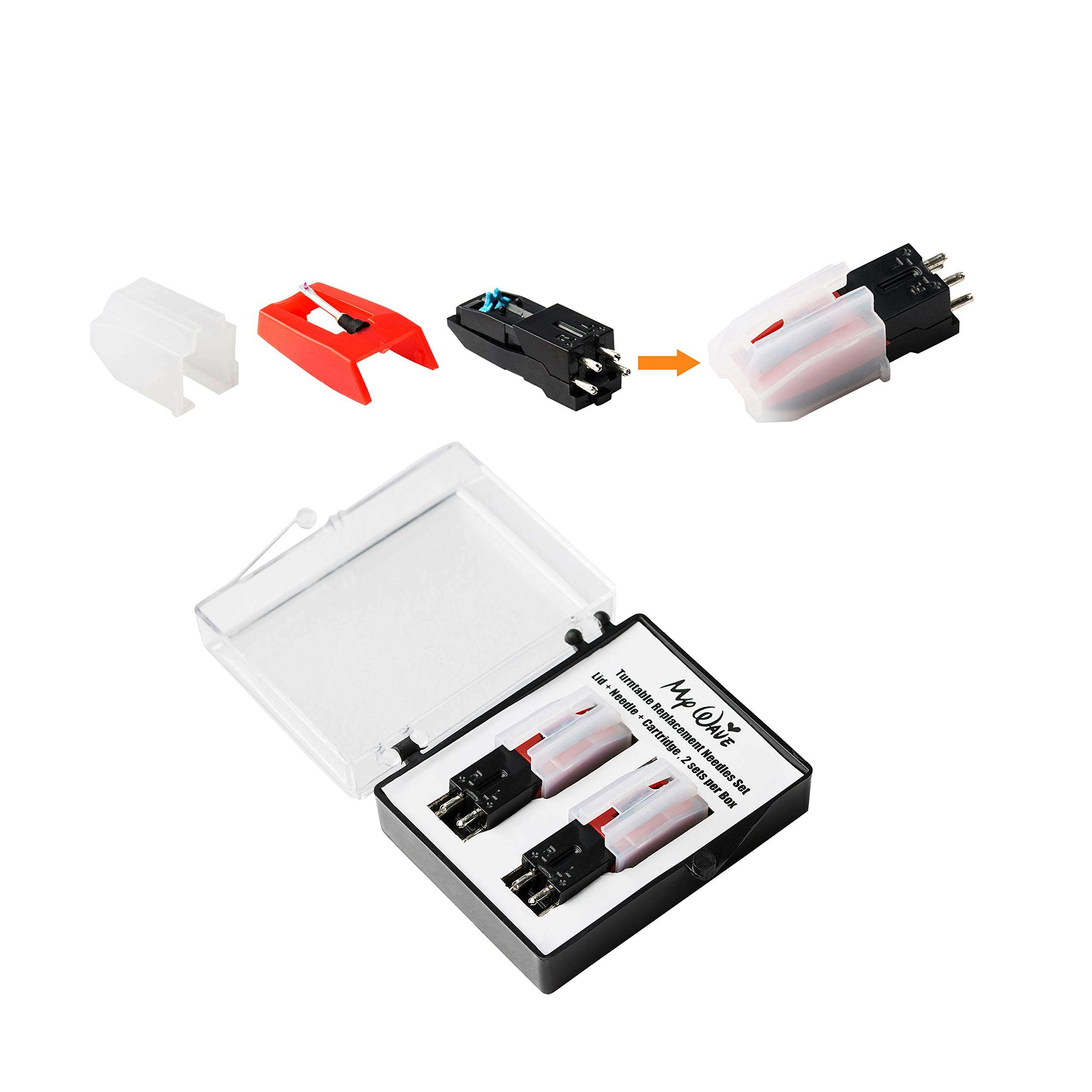 MyWave Vinyl Record Player Turntable Cartridge Universal Replacement Stylus Needles for Crosley Ion Jensen 1byone Phonograph with Pack of 2