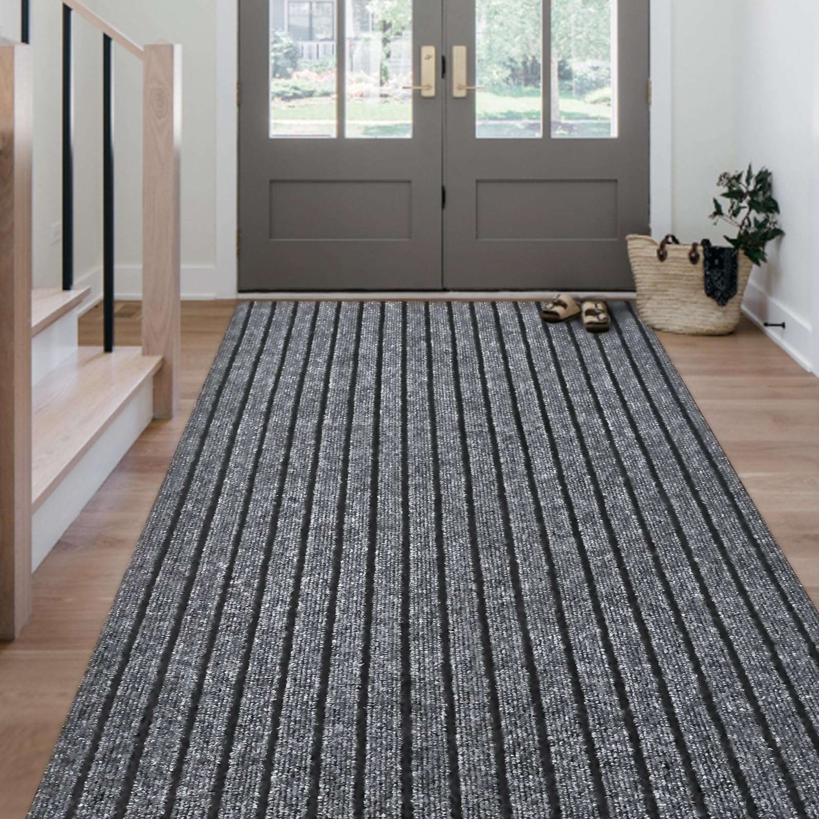 Morefany Outdoor/Indoor 2ft x 5ft Runner Rug, Hallway Custom Sizes Non-Slip Rubber Backing Area Runner Rugs Waterproof Carpet Rugs for Kitchen Entryway Balcony Garage Stair Laundry