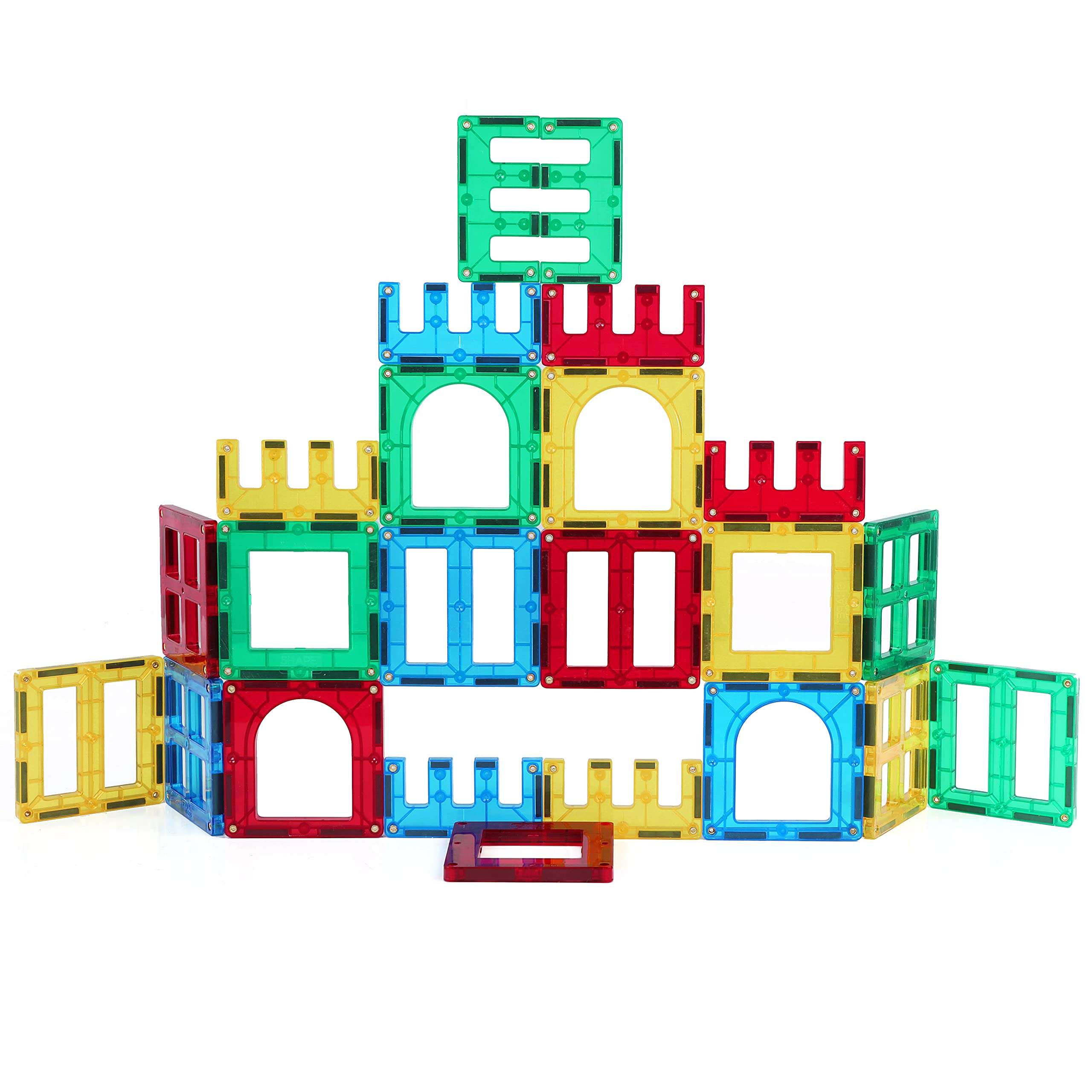 Shapemags 24 Piece Set Magnet Building Tiles Magnetic Blocks - Windows and Doors Accessories Building Kit, Award Winning STEM Toy, Educational 3D Construction Blocks Set