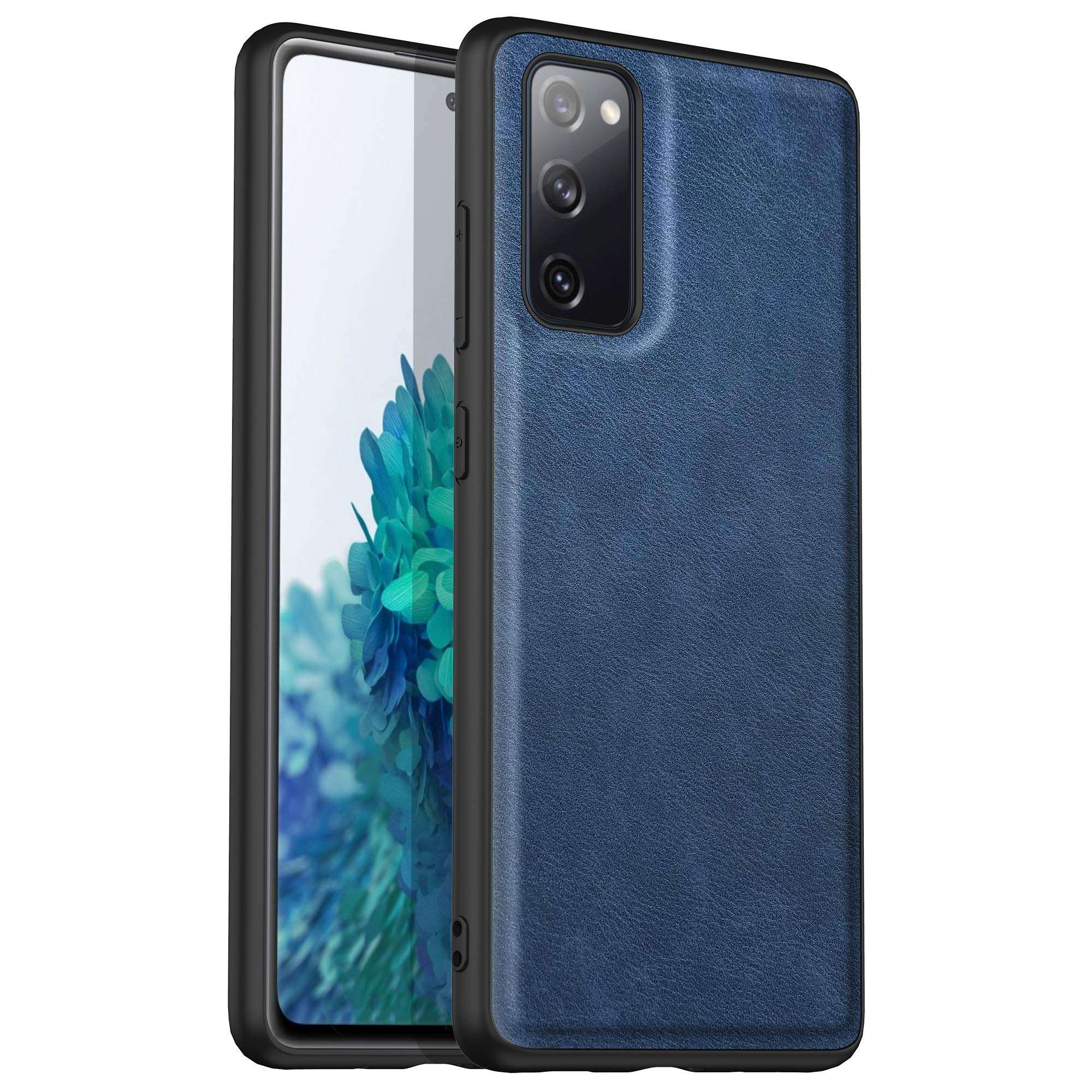 Arkour for Samsung Galaxy S20 FE 5G Case, Thin Slim Luxury Leather Business Vintage Non-Slip Soft Grip Shockproof Protective Phone Cover Cases for Samsung Galaxy S20 FE (Blue)