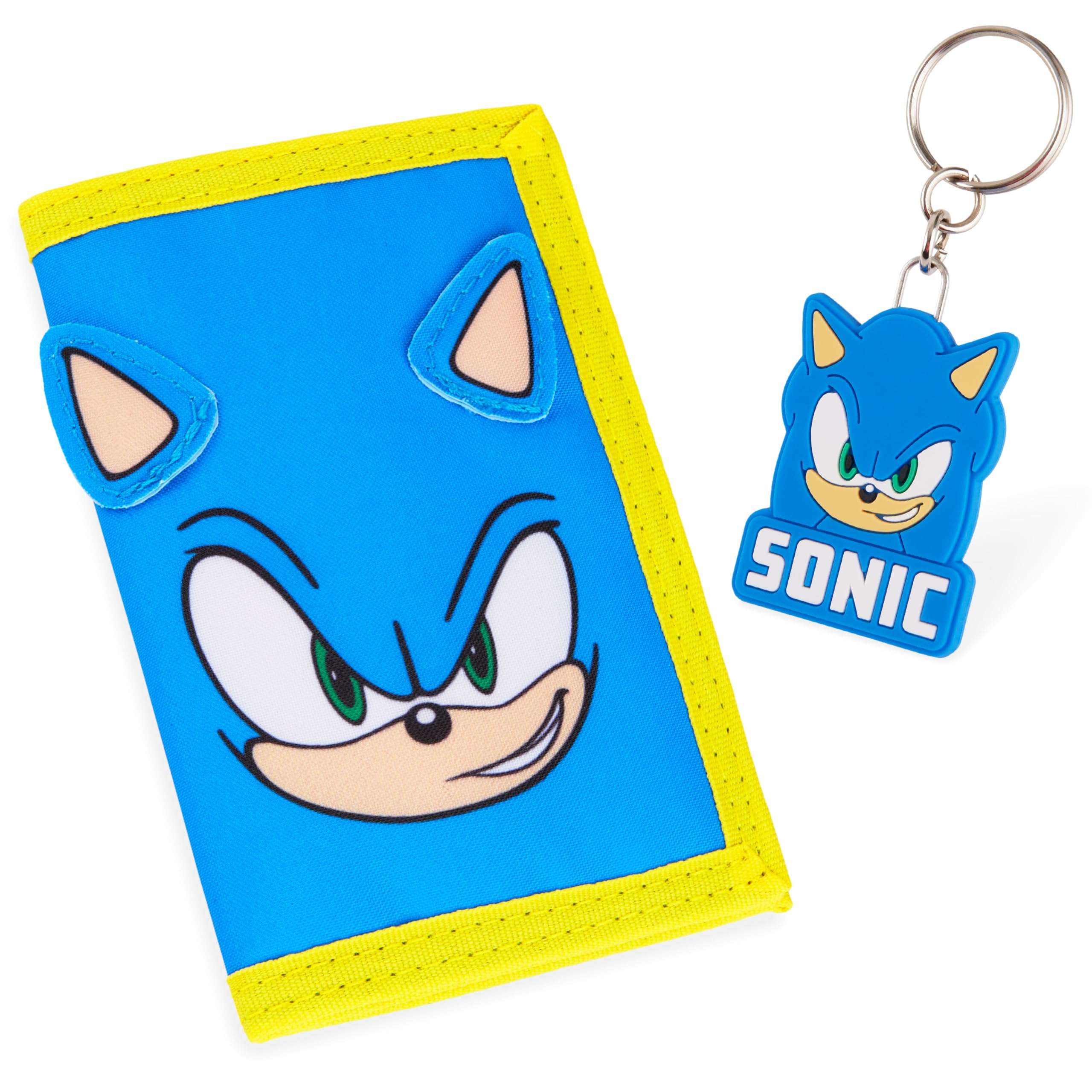 Sonic The Hedgehog Boys Wallet with Keychain for Kids Teens Trifold Card Holder Small Wallet Coin Purse Key Ring Cool Gaming Gifts for Boys
