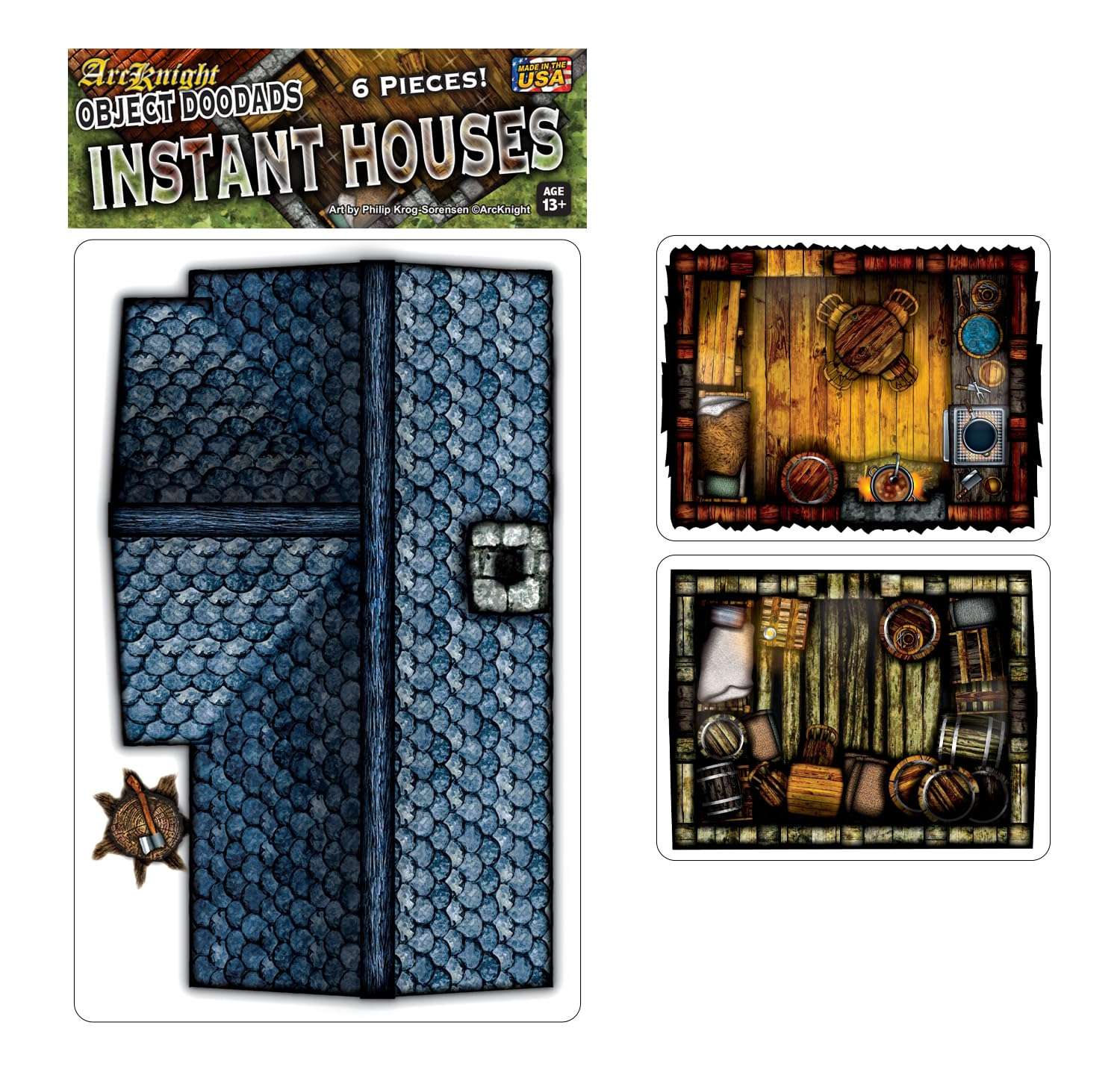 Instant Houses - 6pc Double-Sided Building & Terrain Pieces for Starters & Masters Alike - Roleplaying Objects for Dungeons & Dragons - Immersive Map Accessories for DnD 5E,Pathfinder & Warhammer RPGs
