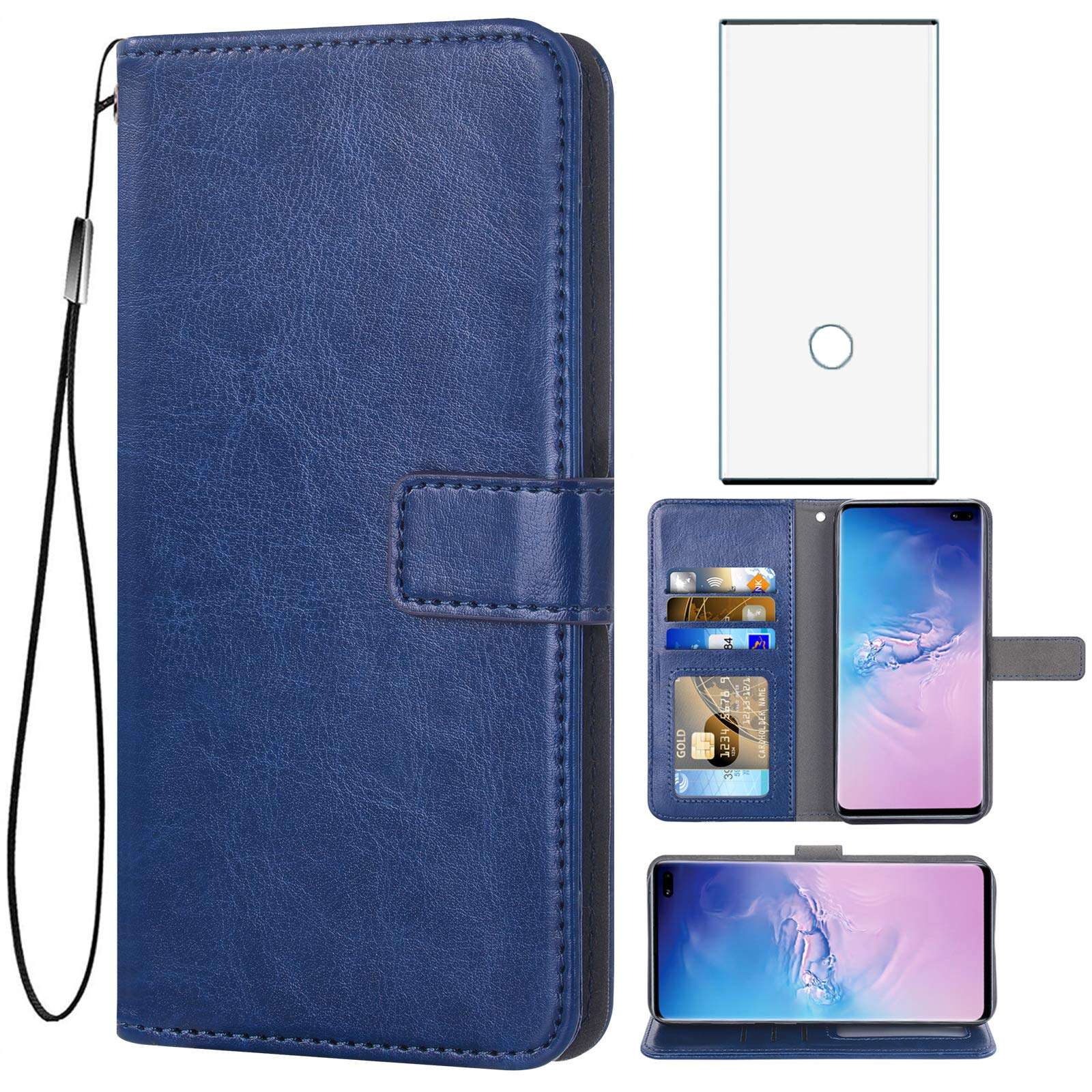 Asuwish Compatible with Samsung Galaxy Note 10 Plus Glaxay Note10+ 5G Wallet Case Tempered Glass Screen Protector Flip Cover Card Holder Phone Cases for Gaxaly Note10 + Notes 10+ Ten Not 10Plus Brown